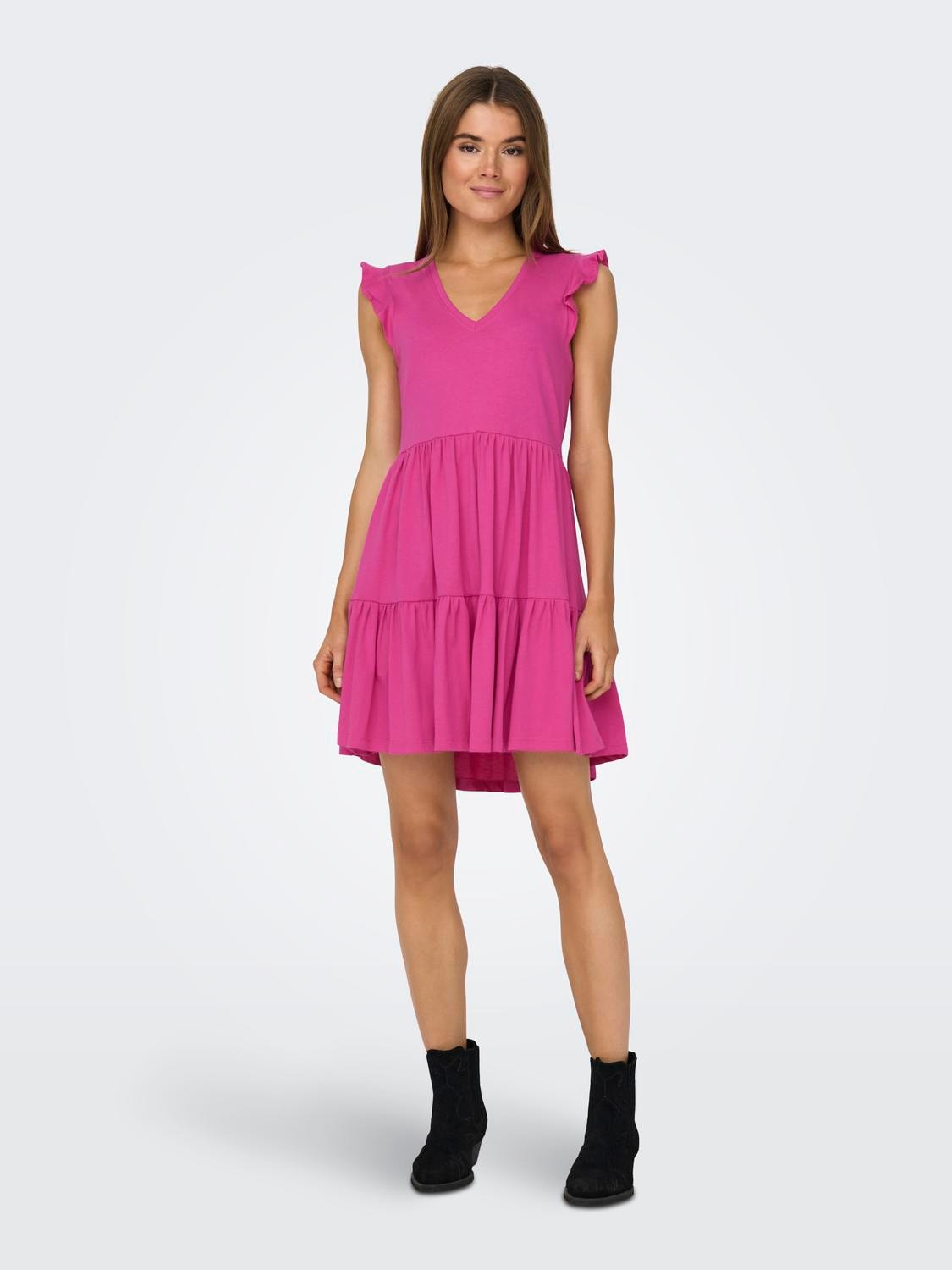 ONLY Jerseykleid »ONLMAY CAP SLEEVES FRILL DRESS«, Sommerkleid