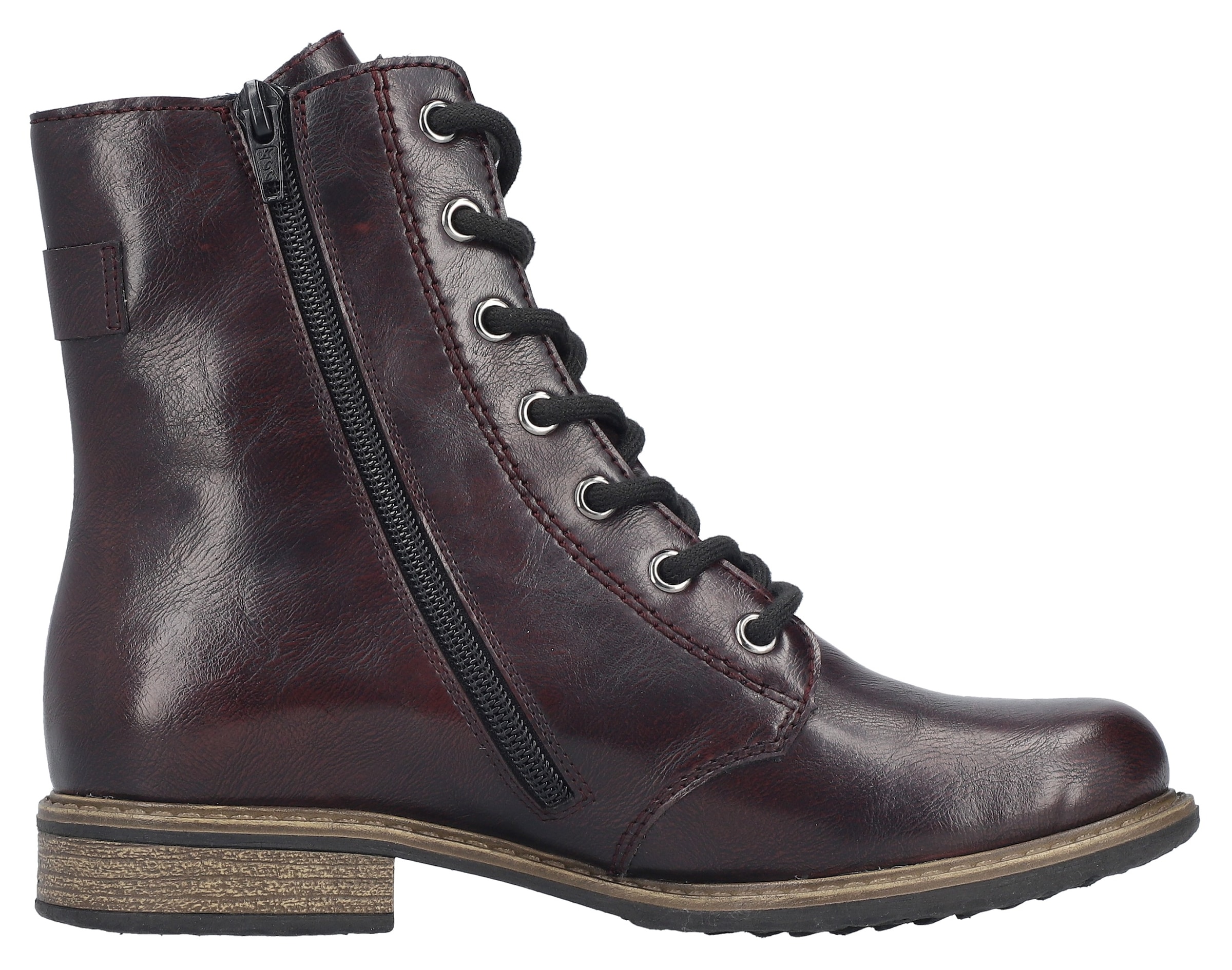 Rieker Schnürstiefelette  Schnürboots, Blockabsatz, mit Reißverschluss für leichtes Anziehen