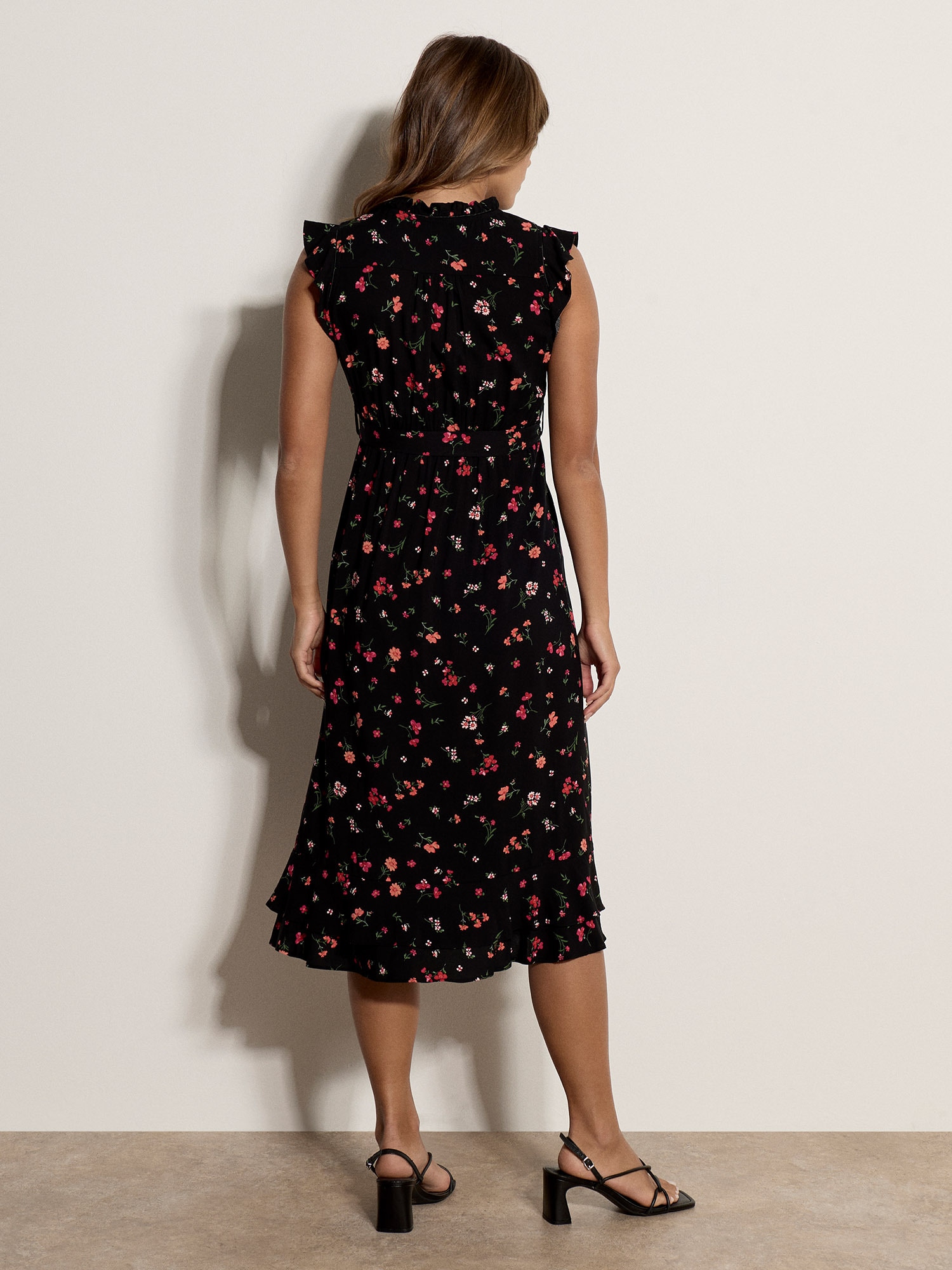 Apricot Midikleid »Midikleid« mit Rüschen und Gürtel