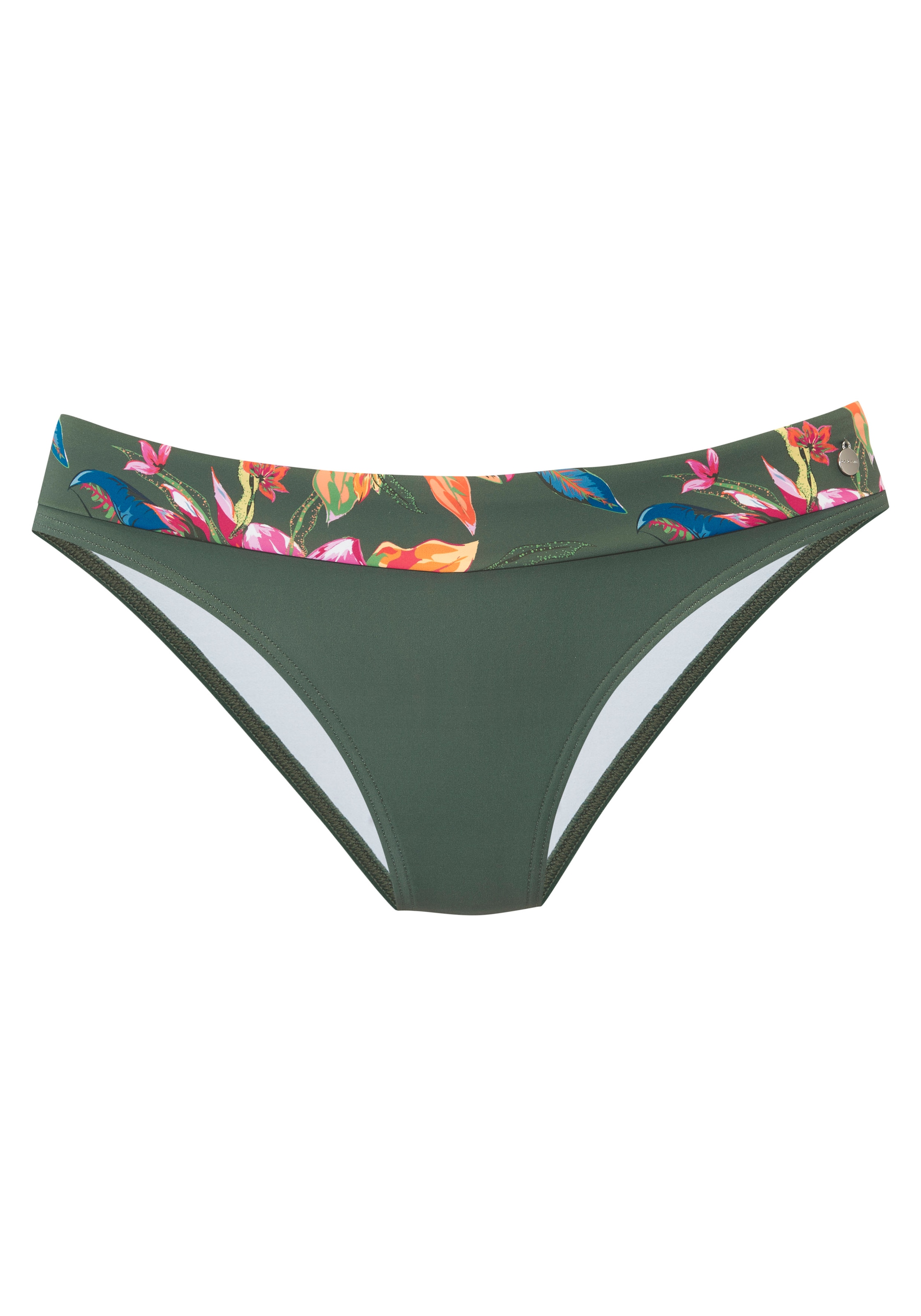 LASCANA Bikini-Hose »Malia« mit Umschlagbund mit tropischem Print
