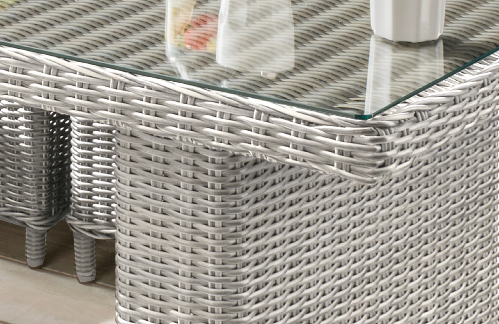Destiny Garten-Essgruppe »PALMA«, (19 tlg., 2x Schenkel, 1x Eckmodul, 1x Singlemodul, 1x Tisch, inkl. Auflagen), Aluminium, Polyrattan