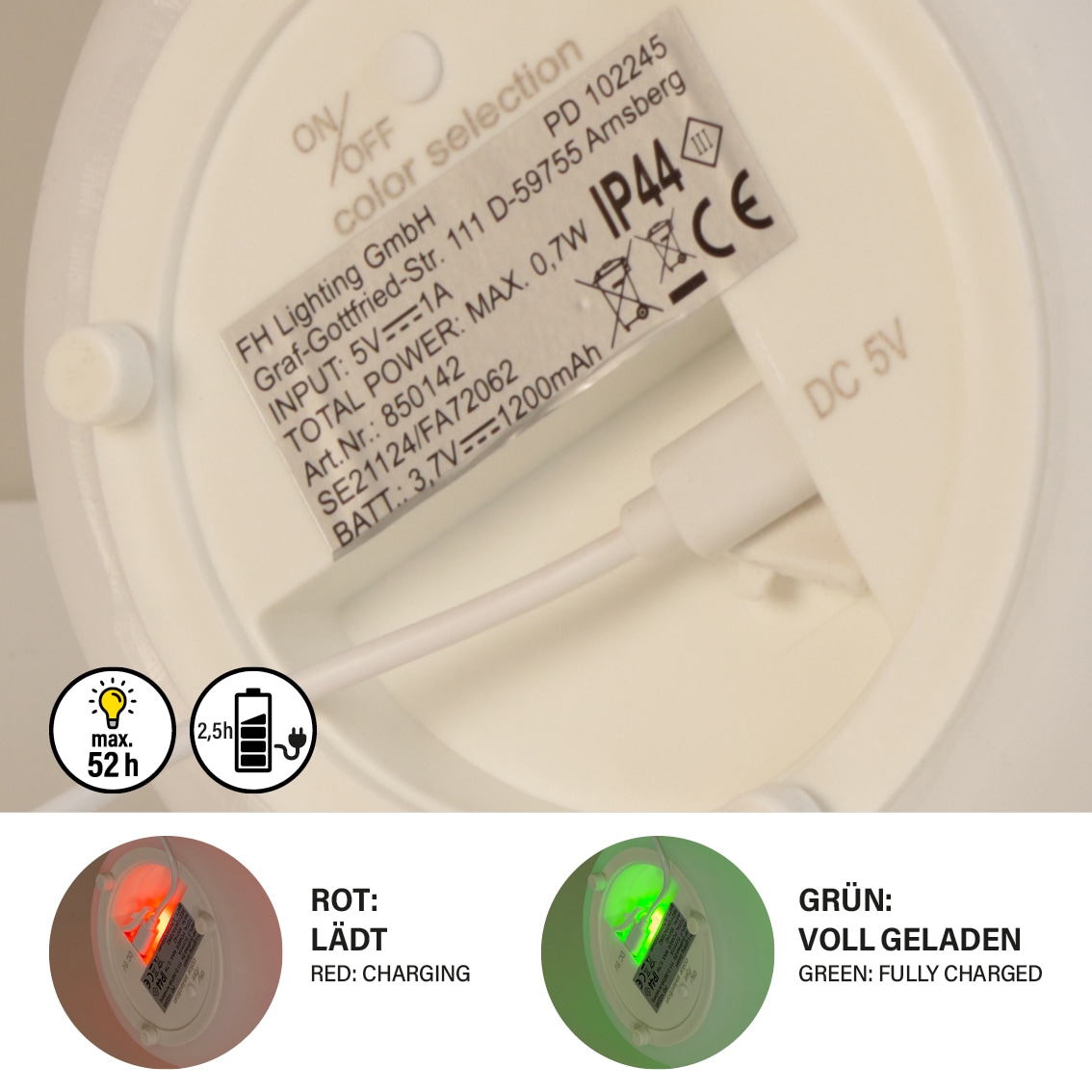 easy! BY FHL Außen-Tischleuchte »Ruby« LED-Modul 1 Stk. LED,MobilesLicht,Akkulampe,Farbwechsel,Dimmbar