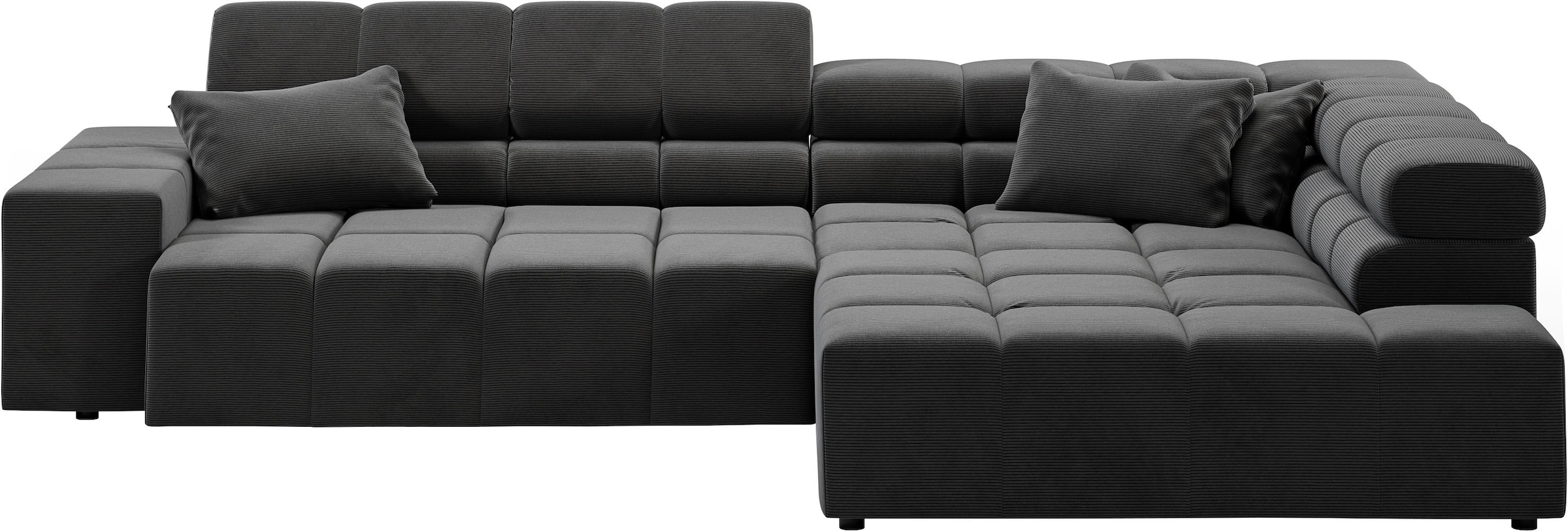 INOSIGN Ecksofa »Ancona incl. Kopfteilverstellung, Zierkissen Breite 319cm, L-Form«, wahlweise motorische Sitztiefenverstellung, auch in Cord + Easy Care