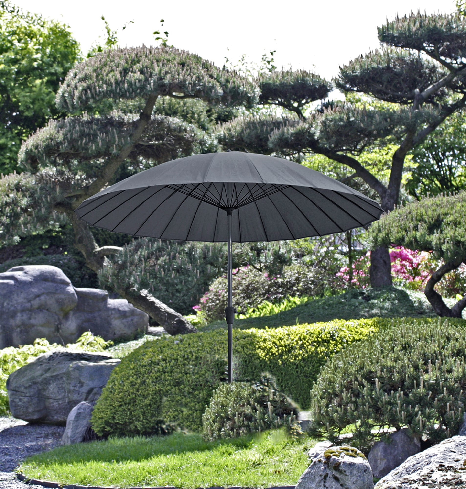 Garden Pleasure Sonnenschirm »Sonnenschirm mit 24 Streben, anthrazit«, mit 24 Streben, Ø 255 cm