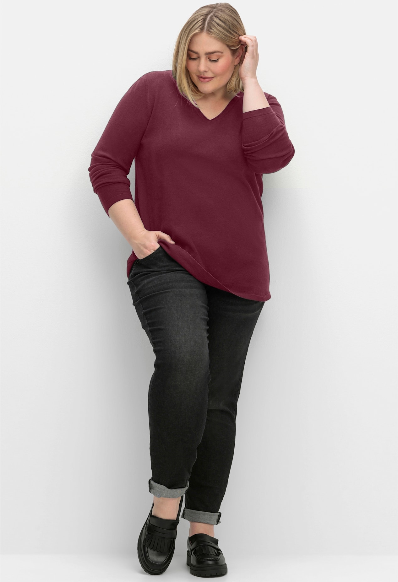 Sheego V-Ausschnitt-Pullover »V-Ausschnitt-Pullover«