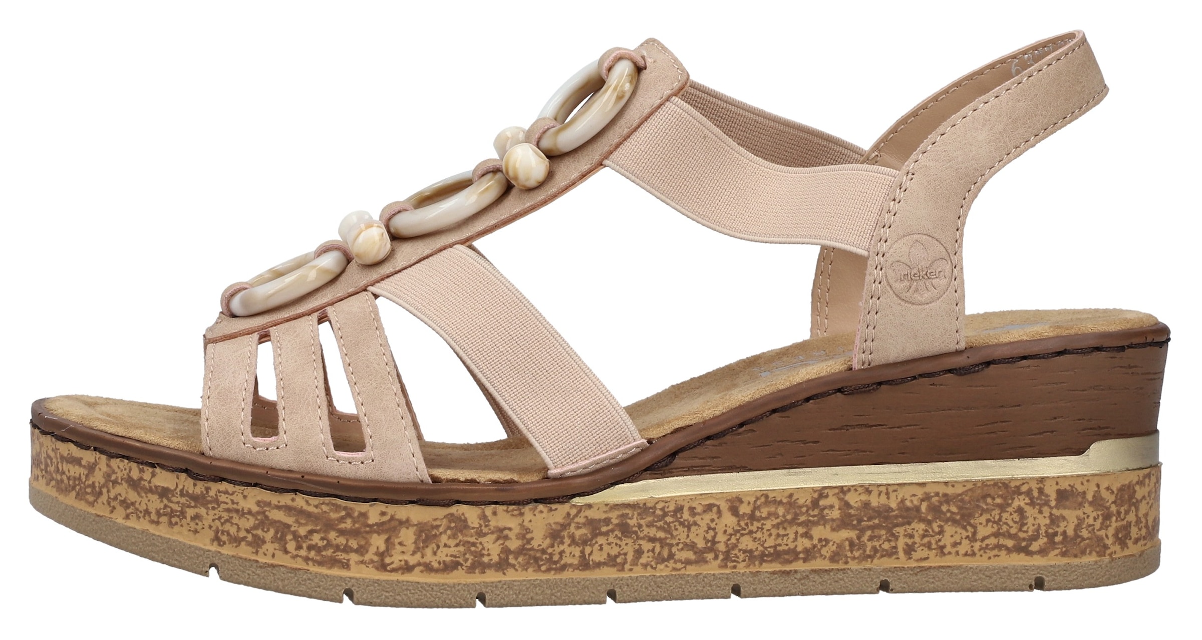 Rieker Keilsandalette, Sommerschuh, Plateausandale, Schlupfschuh mit seitlichen Gummizügen