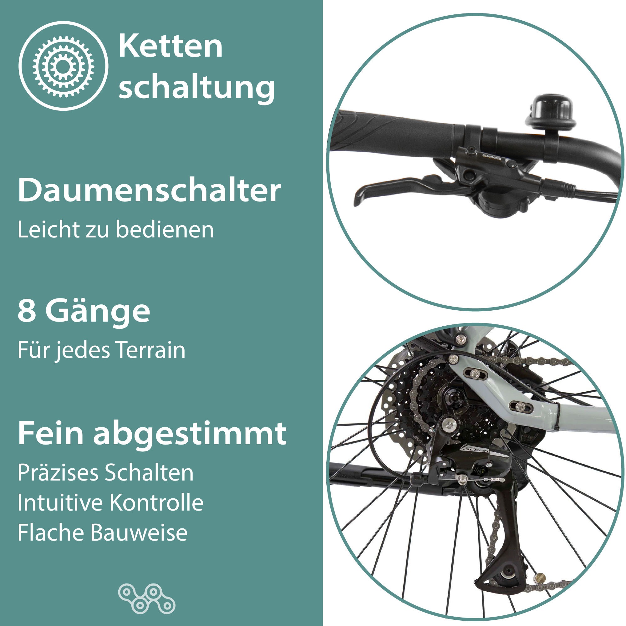 Tretwerk »Sonic« 8 Gang Shimano Acera M3020 SGS Schaltwerk Kettenschaltung Mittelmotor 250 W Pedelec, Elektrofahrrad für Damen u. Herren