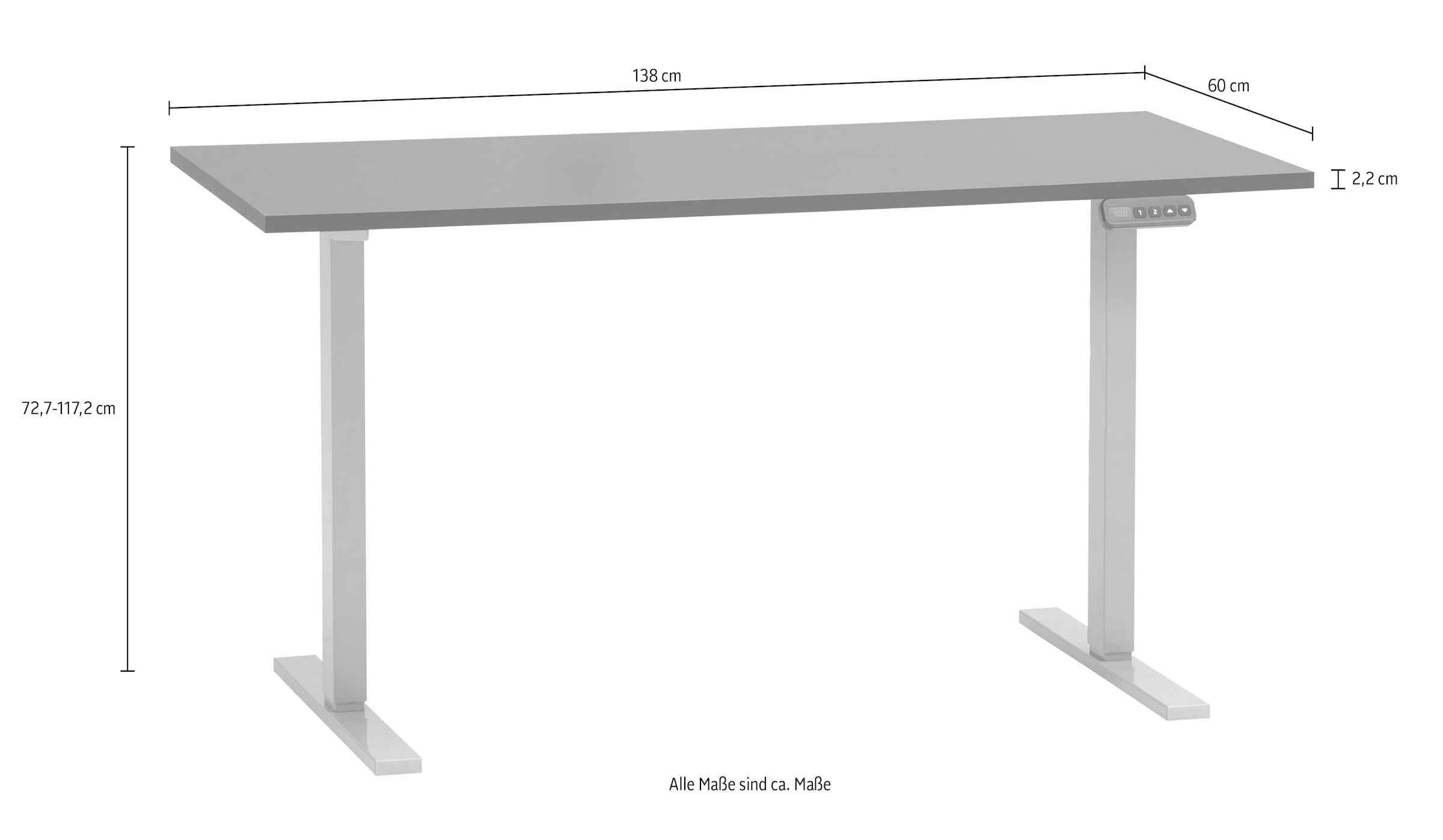 Schildmeyer Schreibtisch »METZ, elektrisch verstellbar, modernes Design, MADE IN GERMANY« 1 Stk. tlg. Memospeicherplätze für Höhenverstellung, MADE IN GERMANY