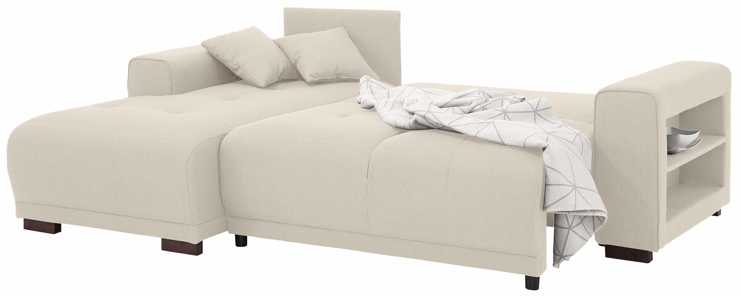 Home affaire Ecksofa »Viborg L-Form«, mit Regal in der Armlehne, wahlweise mit Bettfunktion