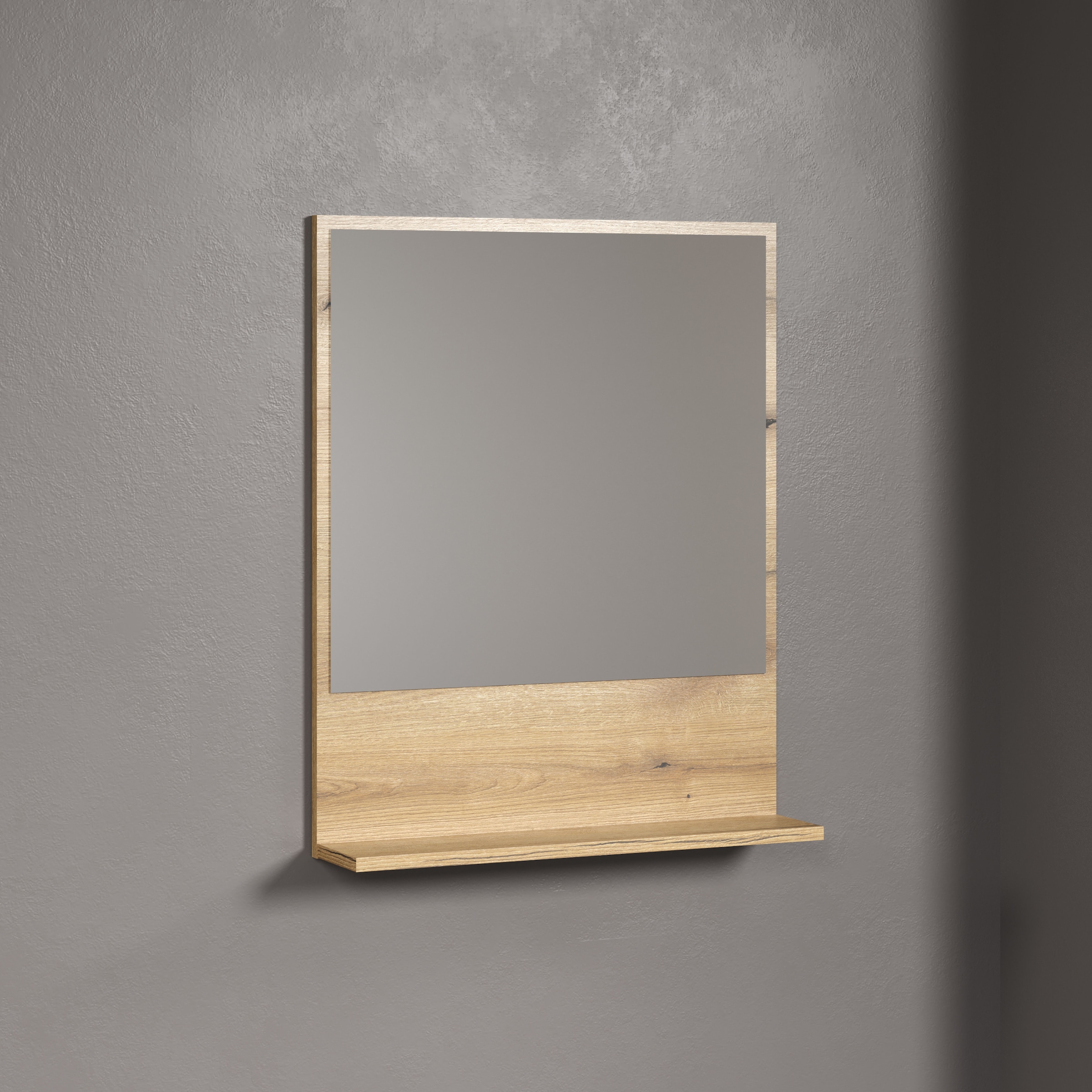 welltime Badspiegel »Amrum«, (1 St.), Eleganter Badezimmerspiegel mit Ablage - Maße (B/T/H) 60-80/14/74 cm