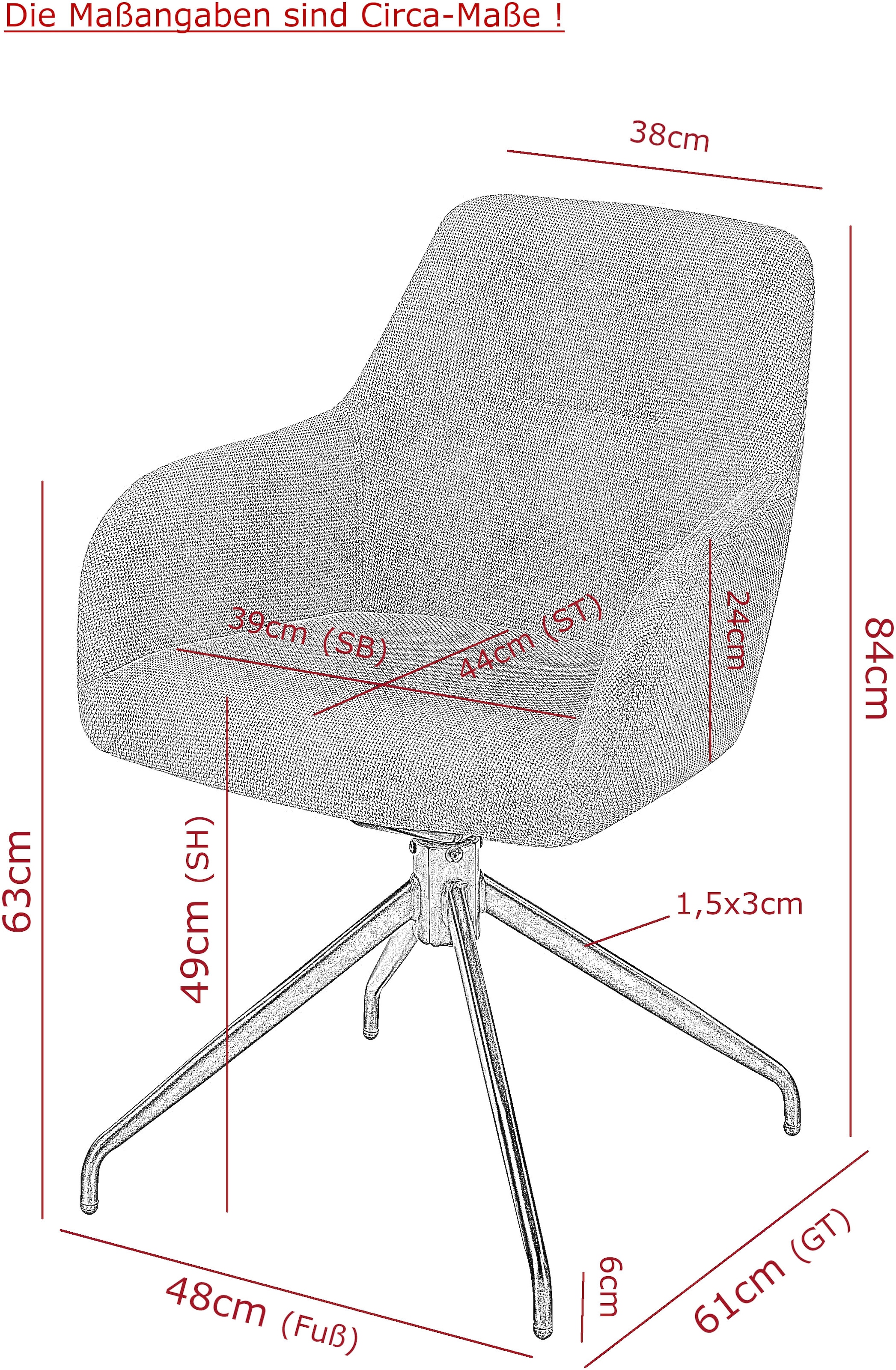 HELA Armlehnstuhl »TRIEST« (Set) 1 Stk.Sessel, 360° drehbar, Gestell abgeknickt, Relaxfunktion, Armlehnen