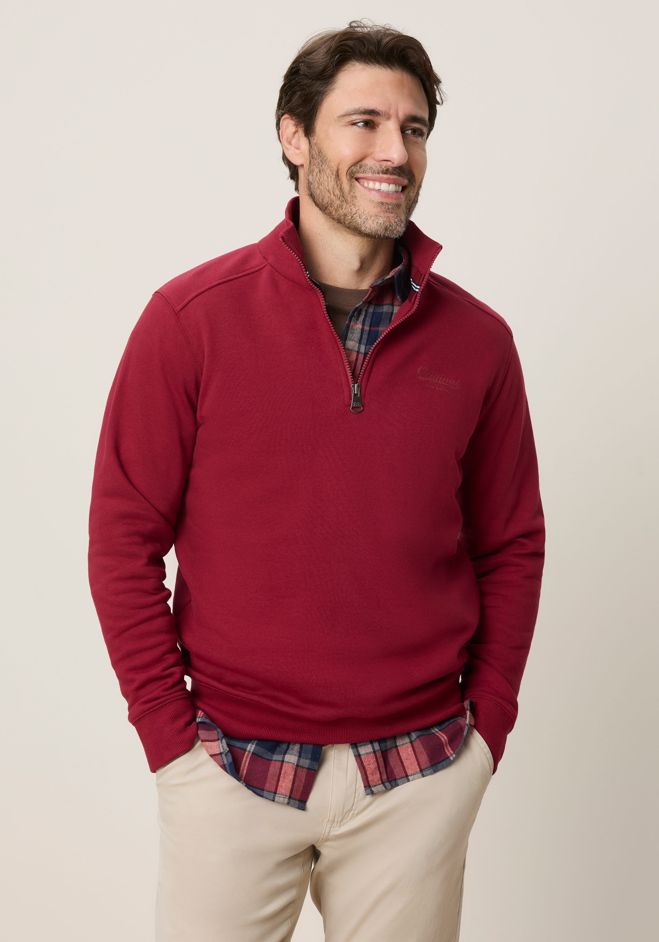 Man's World Sweatshirt , mit Troyerkragen, normale Passform, auch in großen Größen
