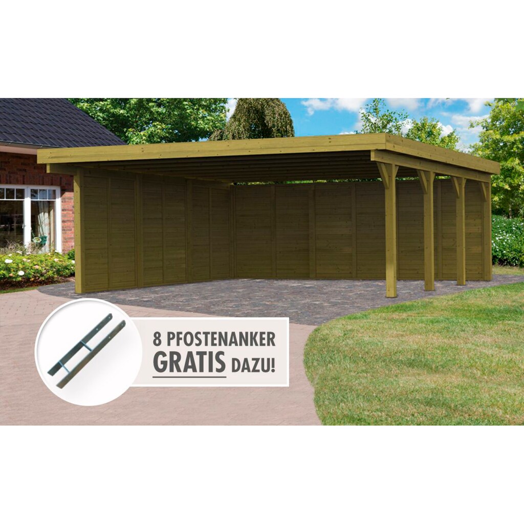 Karibu Doppelcarport »Classic 2«, Holz, 540 cm, braun