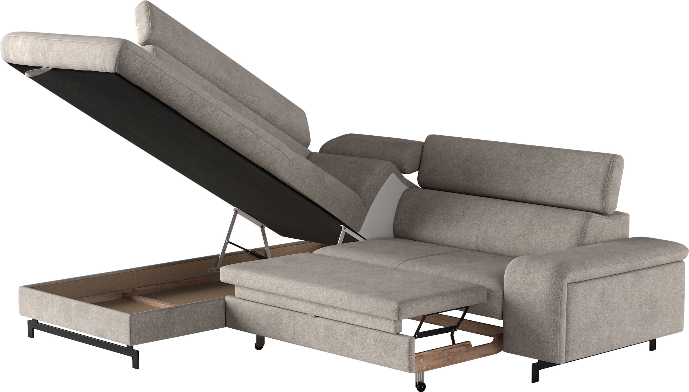 COTTA Ecksofa »Emma L-Form«, mit Kopfteilverstellung, wahlweise mit Bettfunktion & Bettkasten