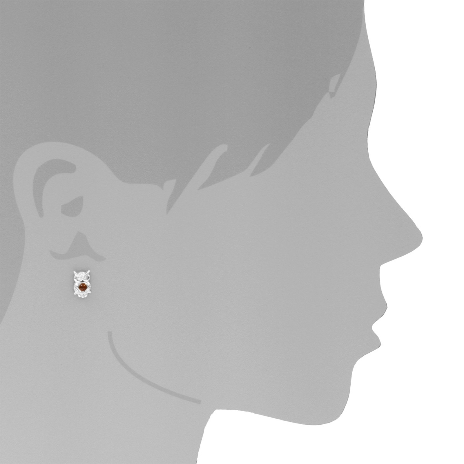 OSTSEE-SCHMUCK Paar Ohrstecker »- Uhu - Silber 925/000 - Bernstein«