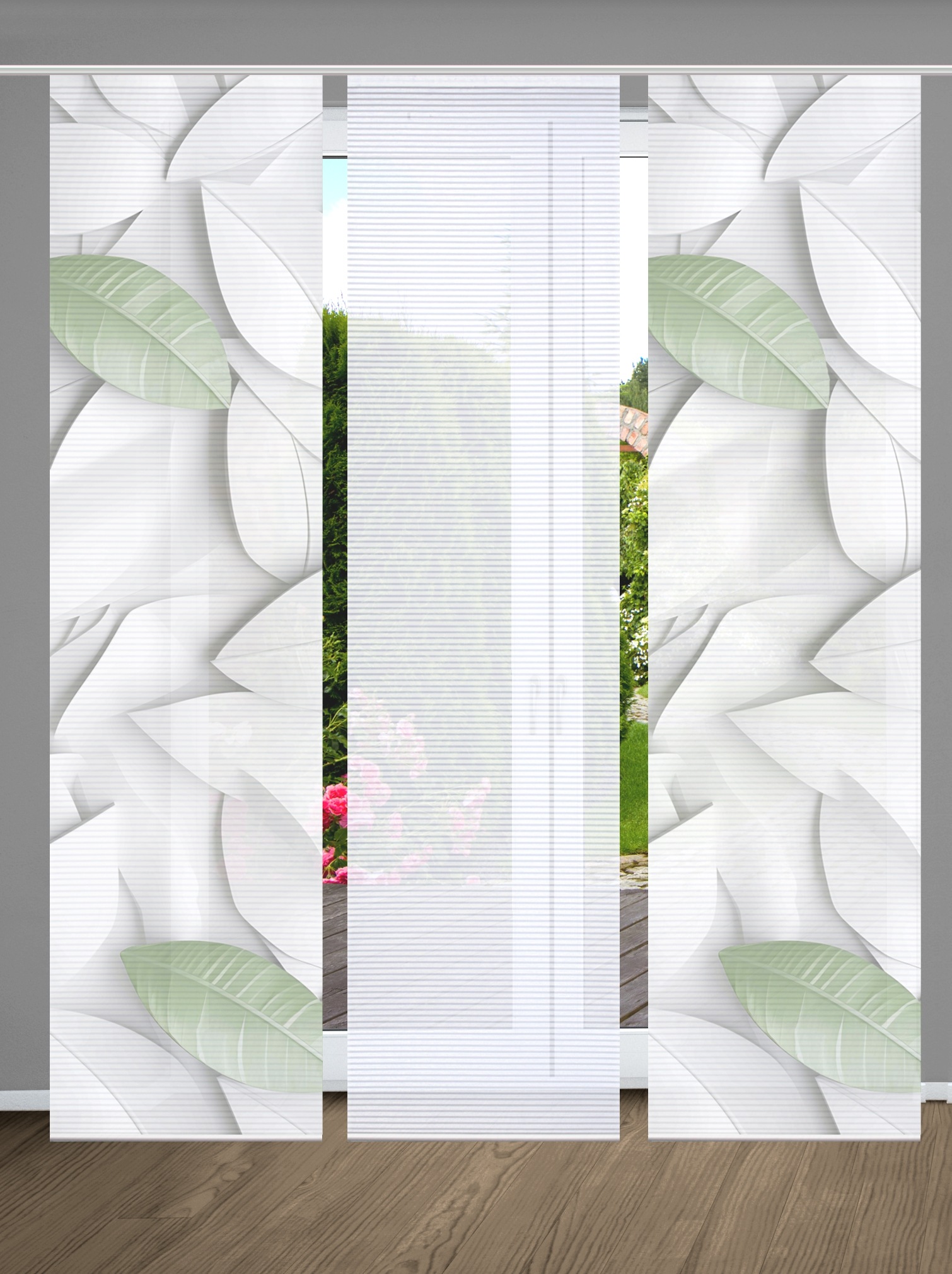HOME in green Schiebegardine »LISON« Paneelwagen 3 Stk. tlg. SET DIGITALDRUCK,BAMBUSOPTIK RECYCELT