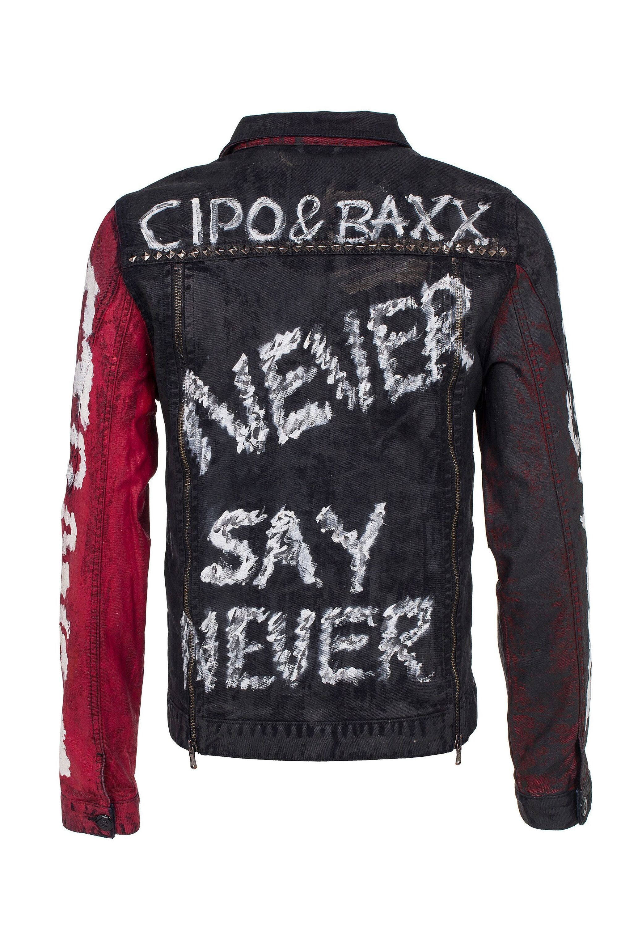 Cipo & Baxx Jeansjacke »Cipo & Baxx Jacke« ohne Kapuze mit Knopfleiste, CJ248
