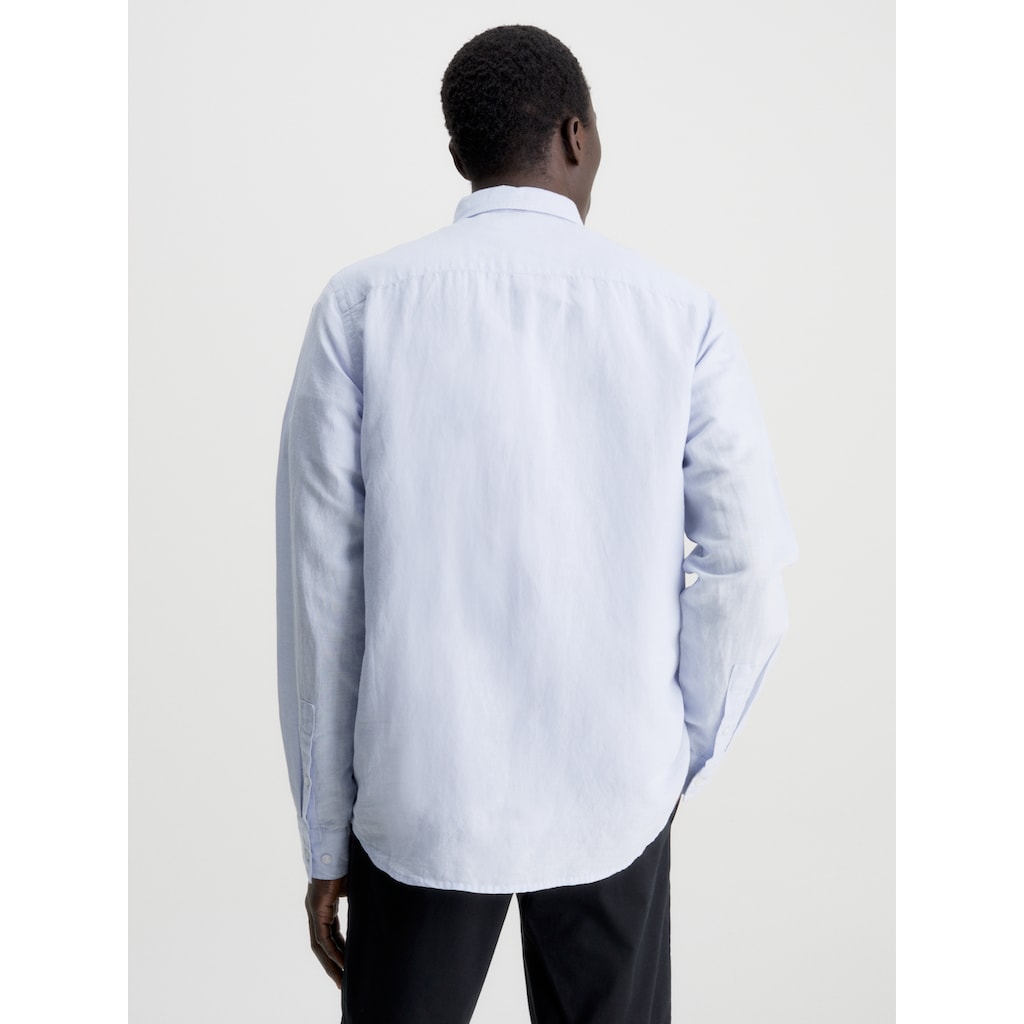 Calvin Klein Langarmhemd »COTTON LINEN CHEST POCKET«