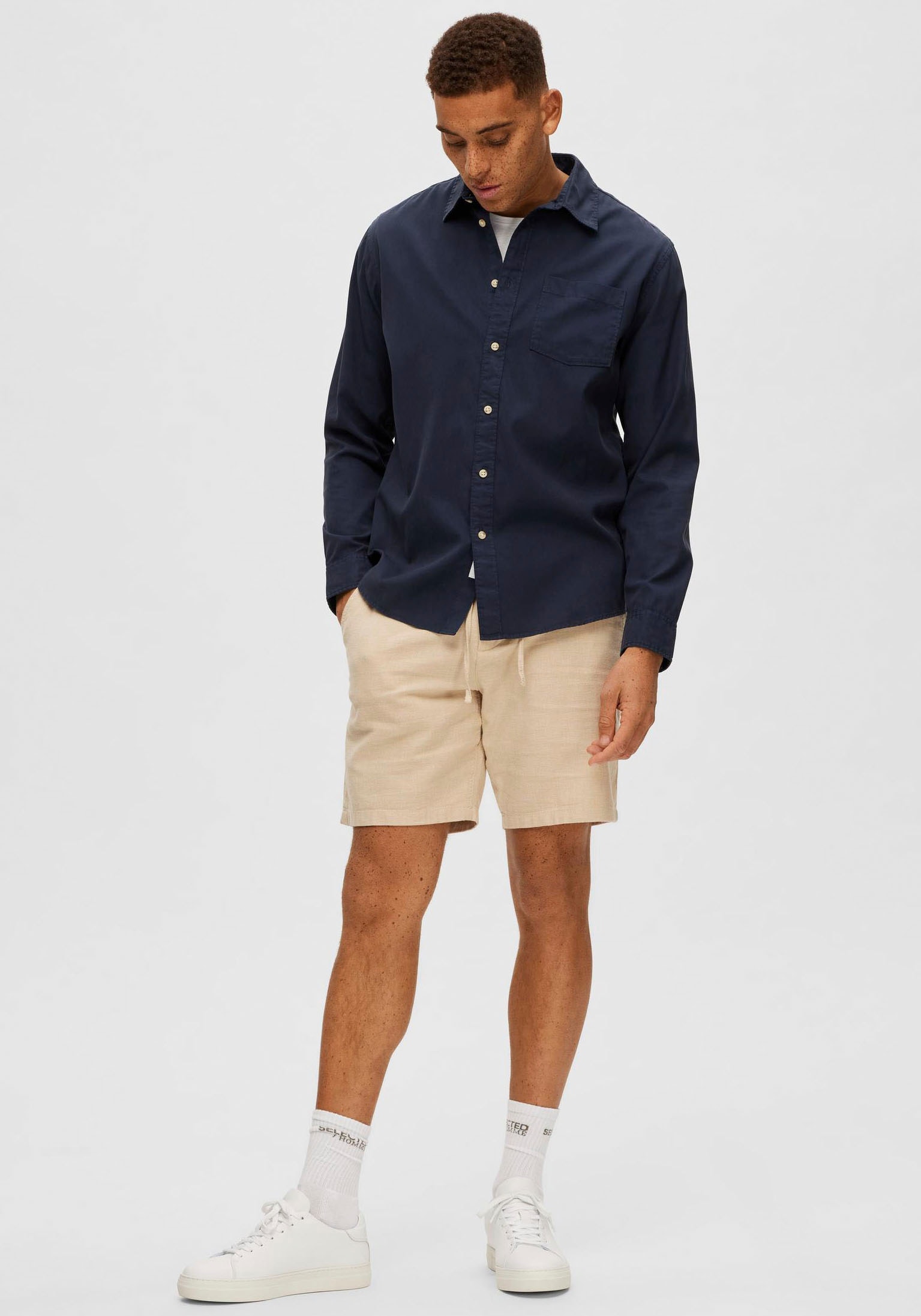 SELECTED HOMME Langarmhemd »SLHREGPASTEL-LINEN SHIRT LS W«