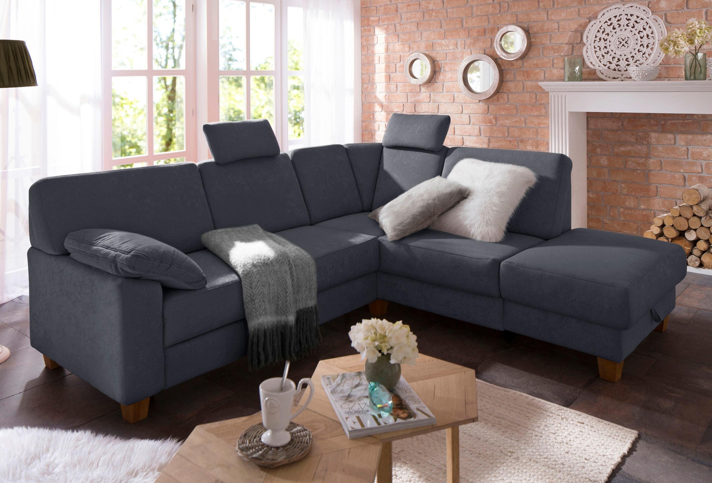 Home affaire Ecksofa »Belfort L-Form«, mit Federkern, wahlweise mit Bettfunktion und Stauraum
