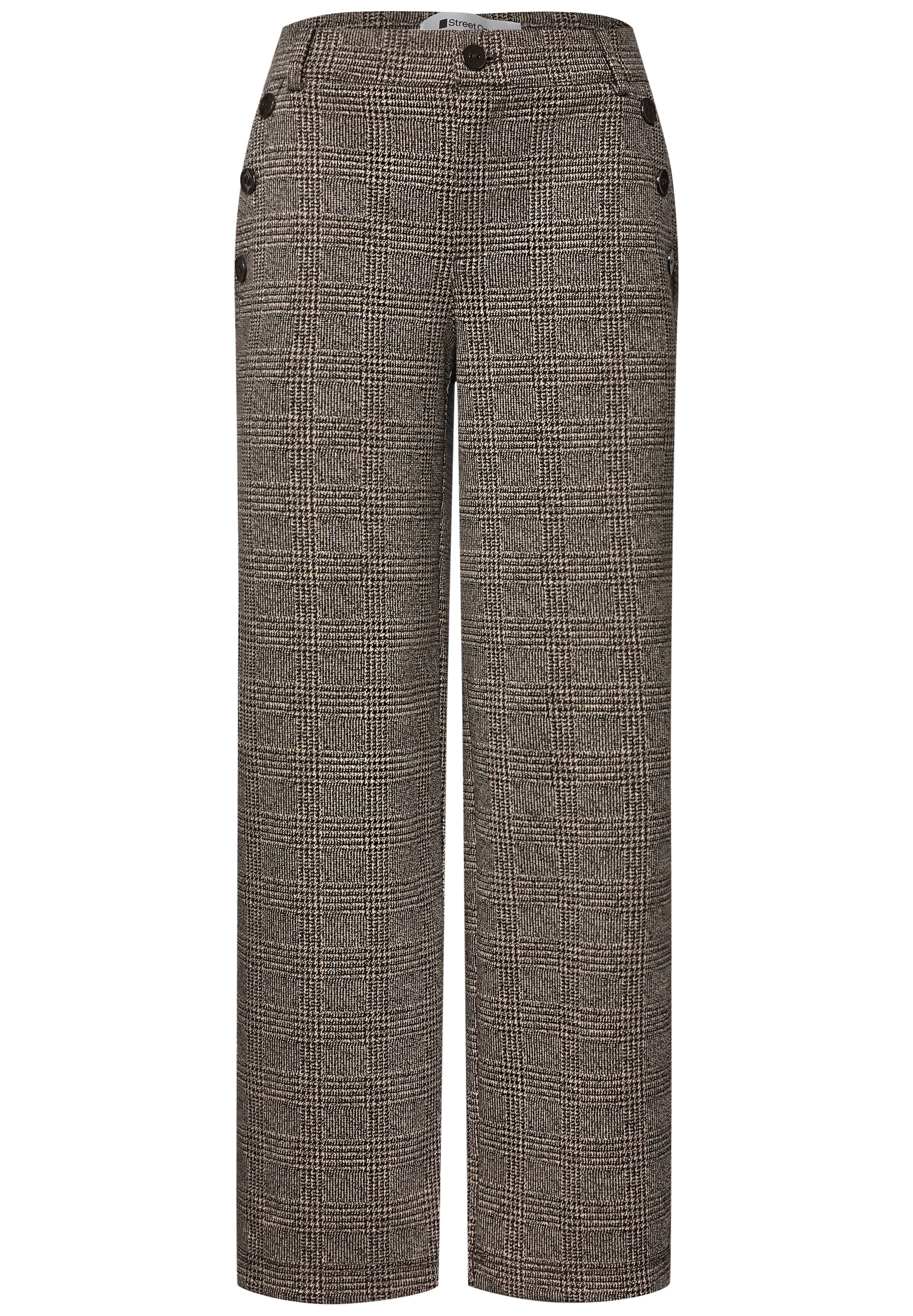 STREET ONE Schlupfhose »Style Amalia«  Straight Leg Hose mit Karomuster und Knöpfen