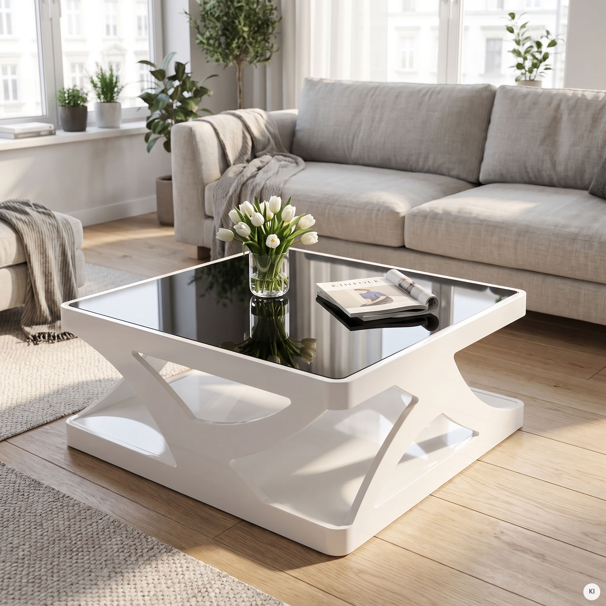 SalesFever Couchtisch »Lacona Coffeetable mit stilvollem Aussehen« 10 mm Schwarzglasplatte, rechteckig oder quadratisch