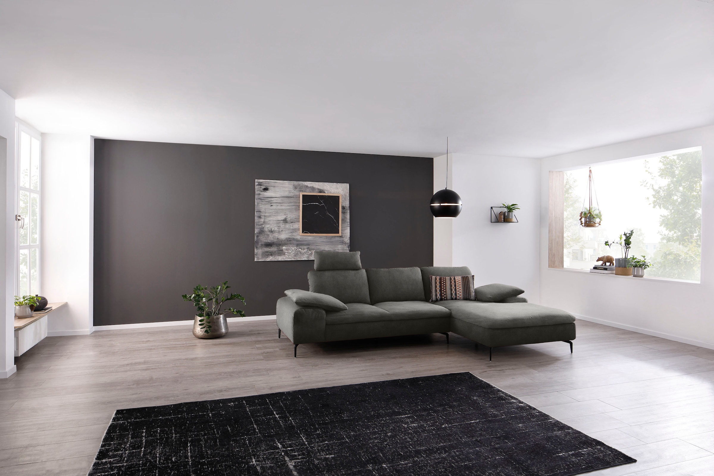 W.SCHILLIG Ecksofa »valentinoo, Designsofa, bequem, elegant und zeitlos, L-Form«, (Set), inklusive Hocker, mit Sitztiefenverstellung, Breite 299 cm