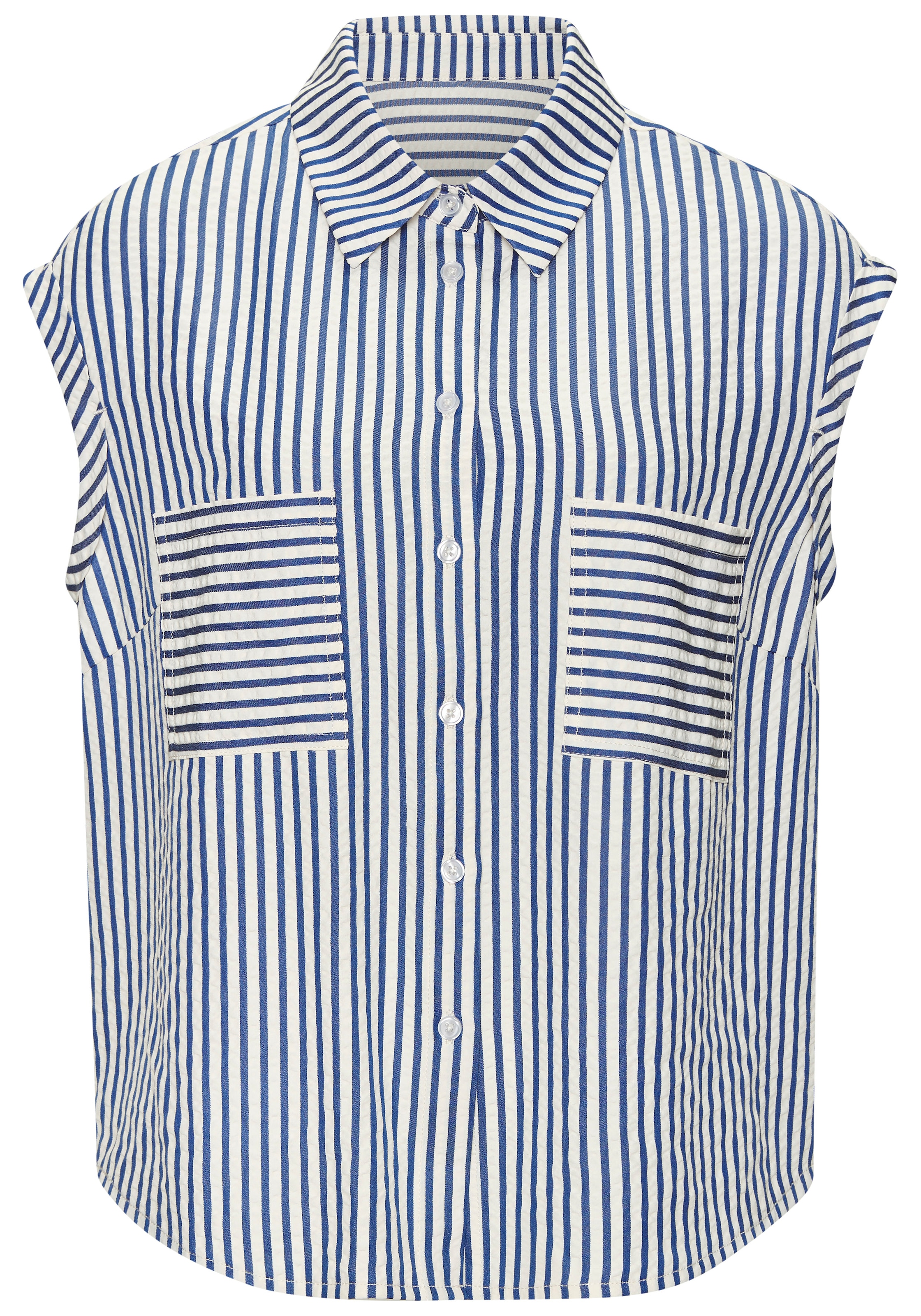 Vivance Kurzarmbluse aus bügelfreier Strukturware, Damenbluse mit Streifenmuster