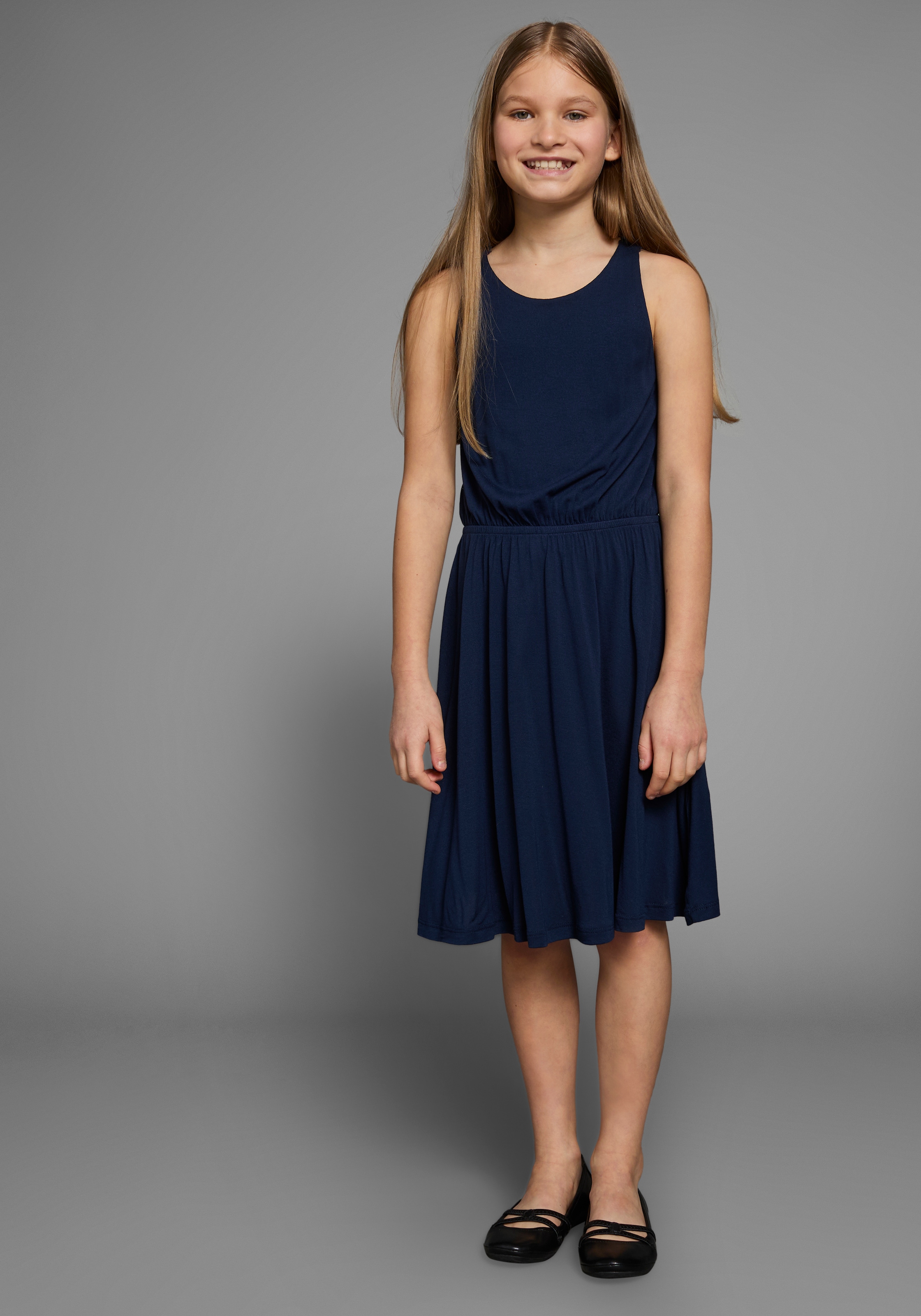 KIDSWORLD Jerseykleid », Viskosekleid für Mädchen«, kniefrei, romantisch, aus Viskose, breite Träger