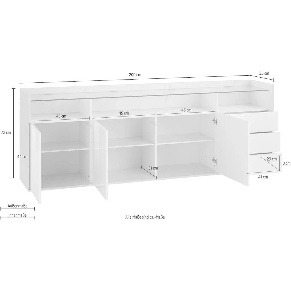 borchardt Möbel Sideboard »Livorno«, Breite 200 cm