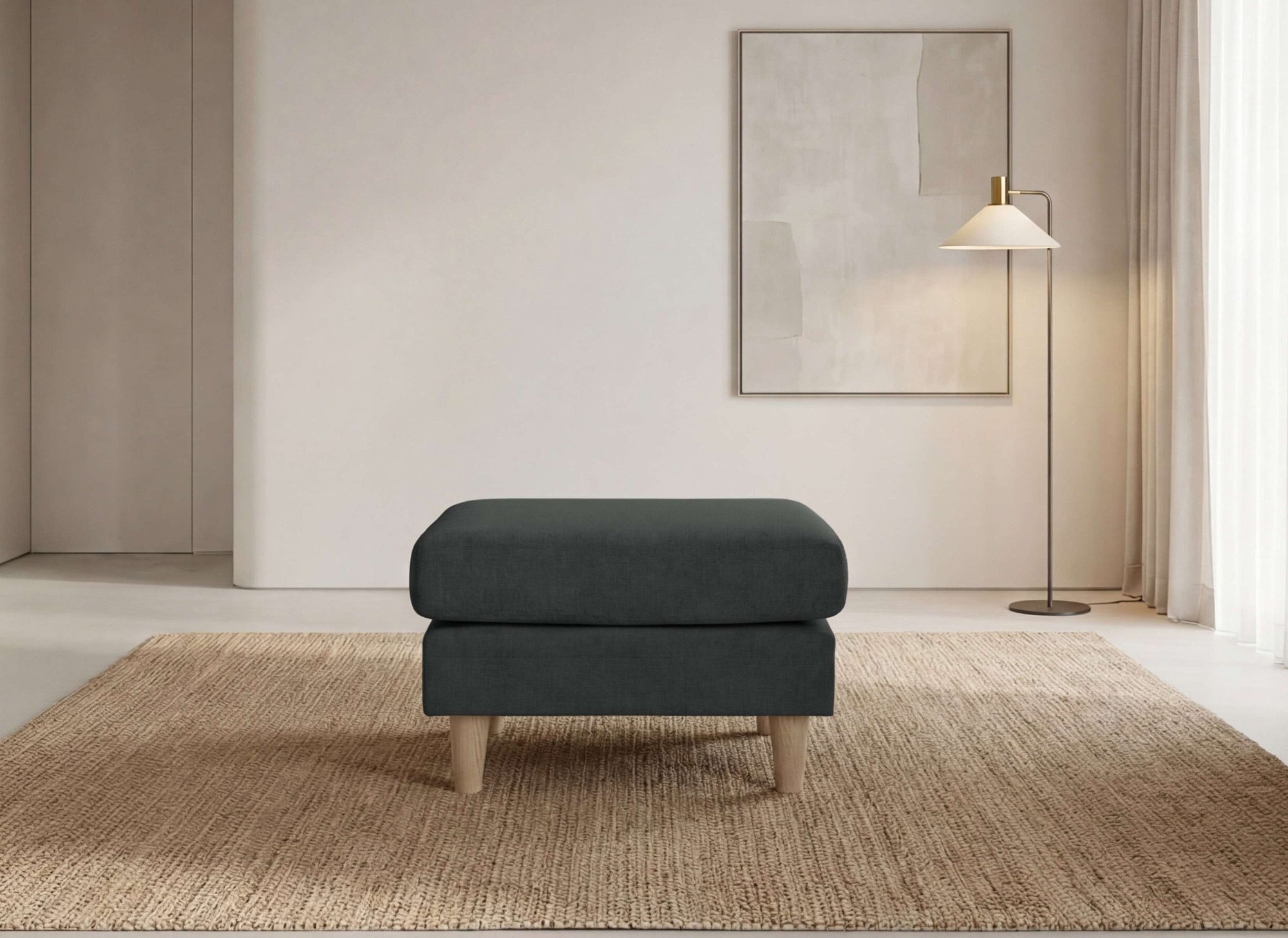 Home affaire Polsterhocker »Arellano, Breite 63 cm« klassisches Design, mit Massivholzfüßen, Webstoff fein, Chenille