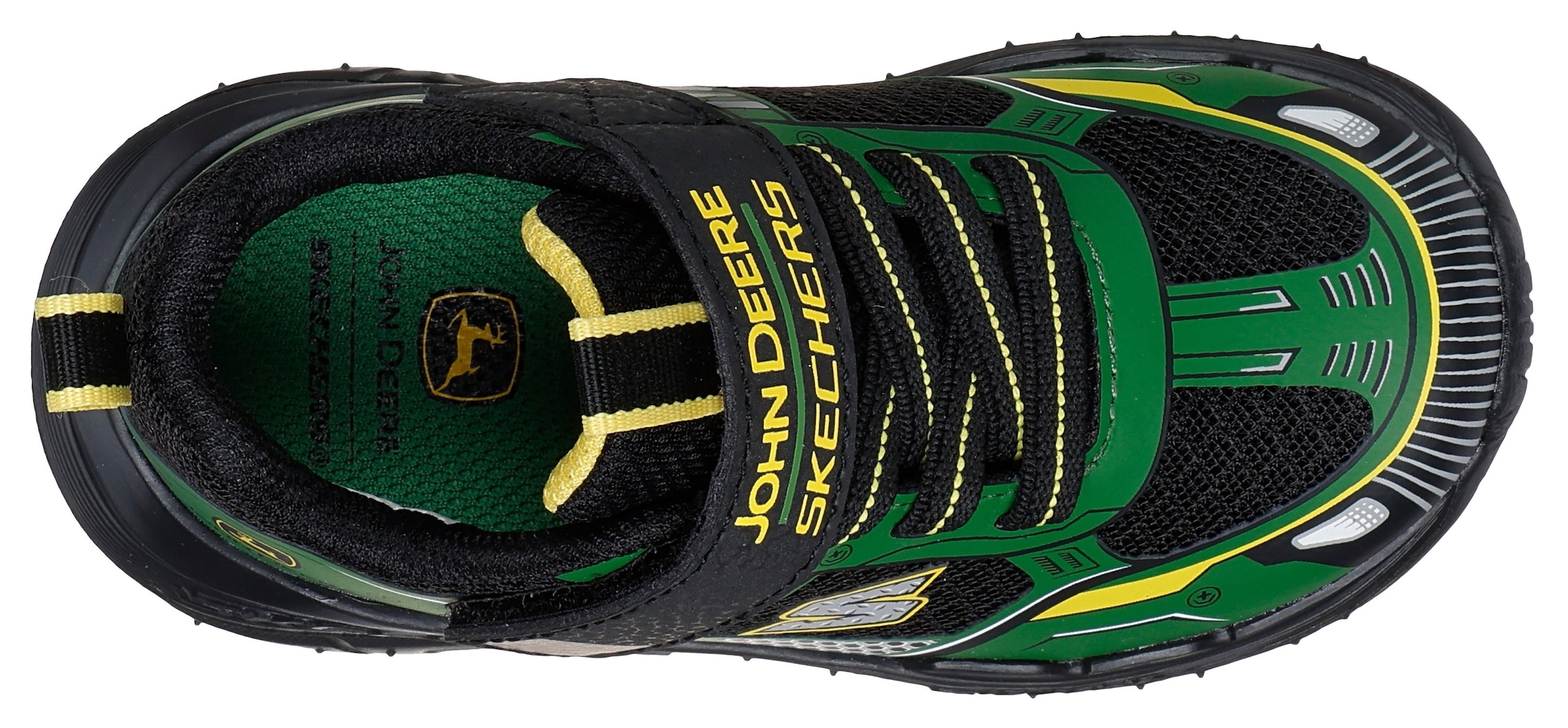 Skechers Sneaker »SKECH TRACKS-TRACTOR-TRONIX, John Deere«, Klettschuh im John Deere Design, Größenschablone zum Download
