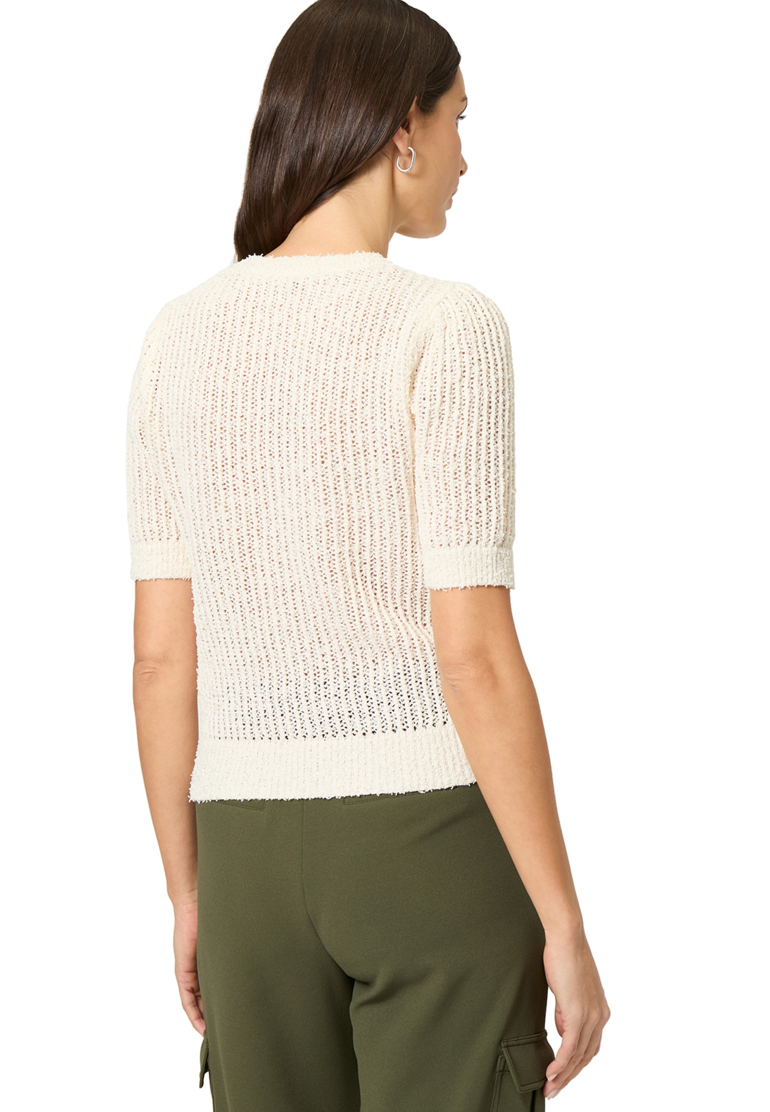 Zero Kurzarmpullover »Strickshirt 3/4 Arm Lochstrick«