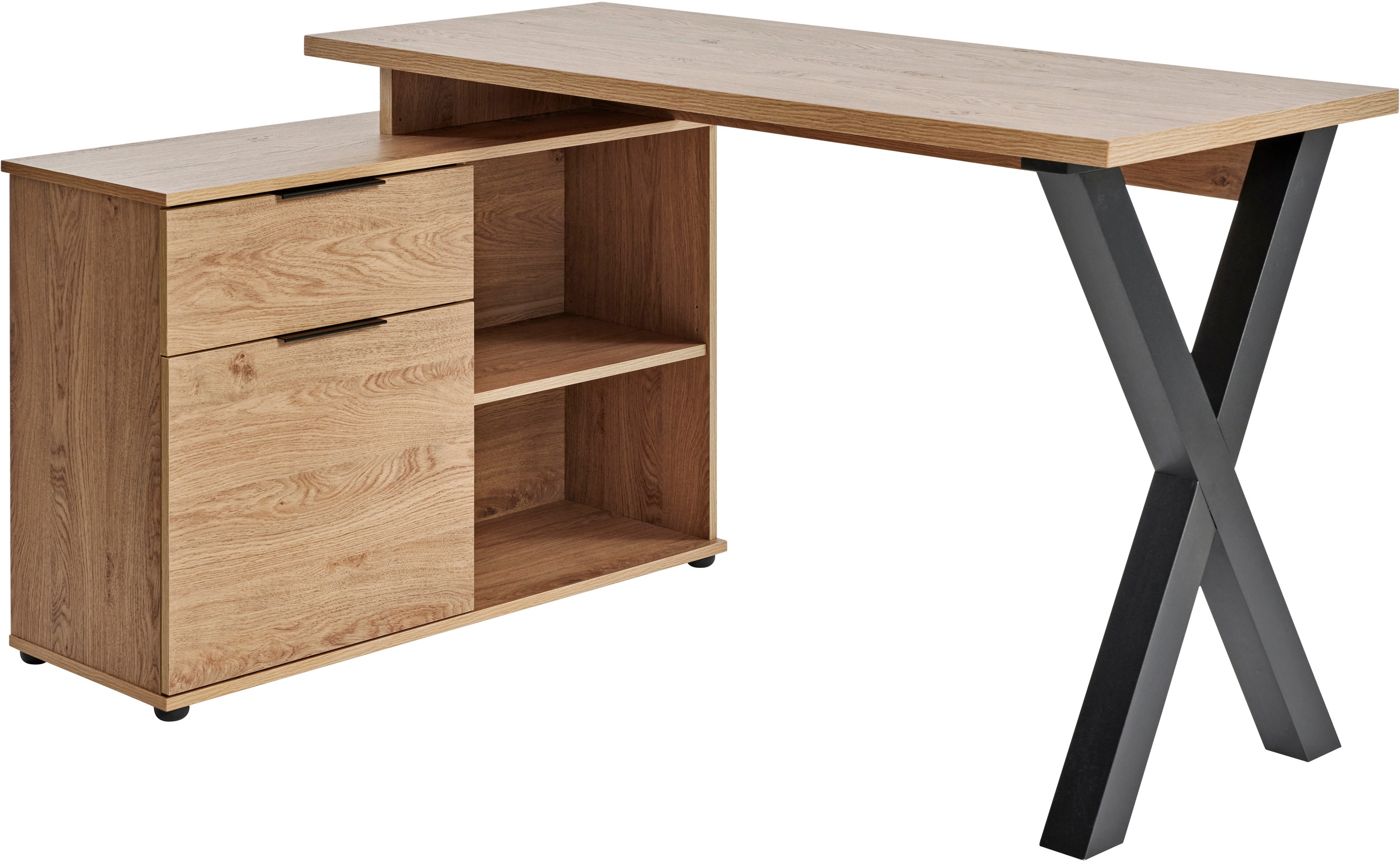 Jahnke Eckschreibtisch »X-CLUB C 40 E«, (1 St.), Eckschreibtisch, wechselseitig montierbar, X-Gestell