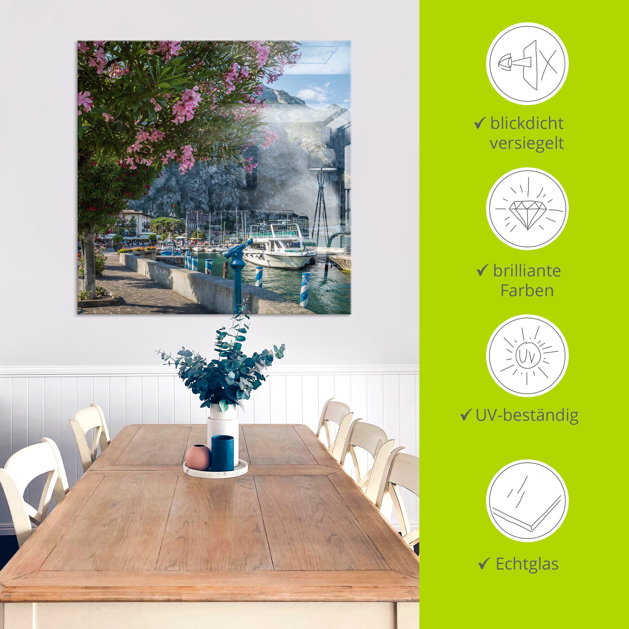 Artland Glasbild »Gardasee Hafen Limone sul Garda II« Europa 1 Stk. tlg. in verschiedenen Größen