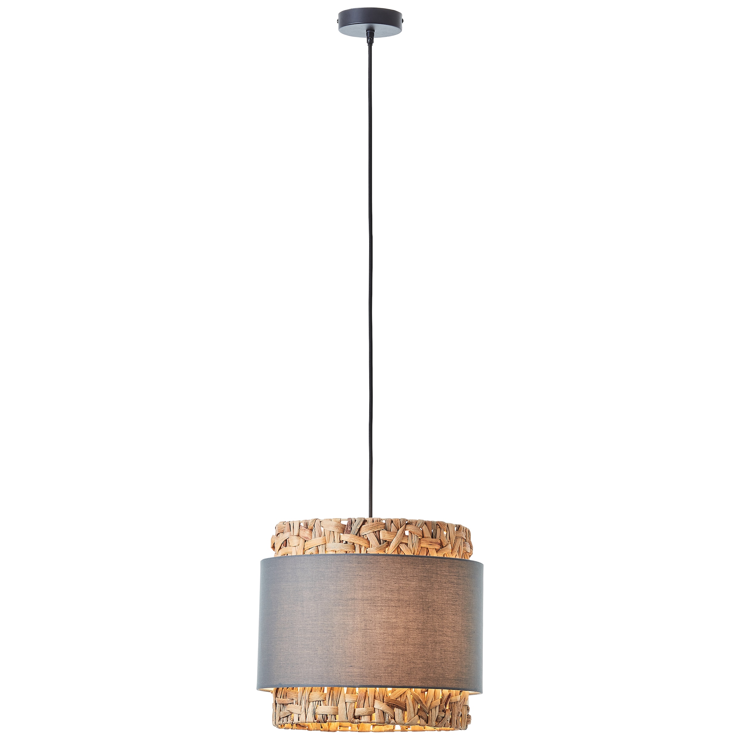 Brilliant Pendelleuchte »Waterlilly«, 1 flammig, Leuchtmittel E27 | ohne Leuchtmittel, Höhe 140 cm, Ø 35 cm, E27, kürzbar, Textil/Wasserhyazinthe