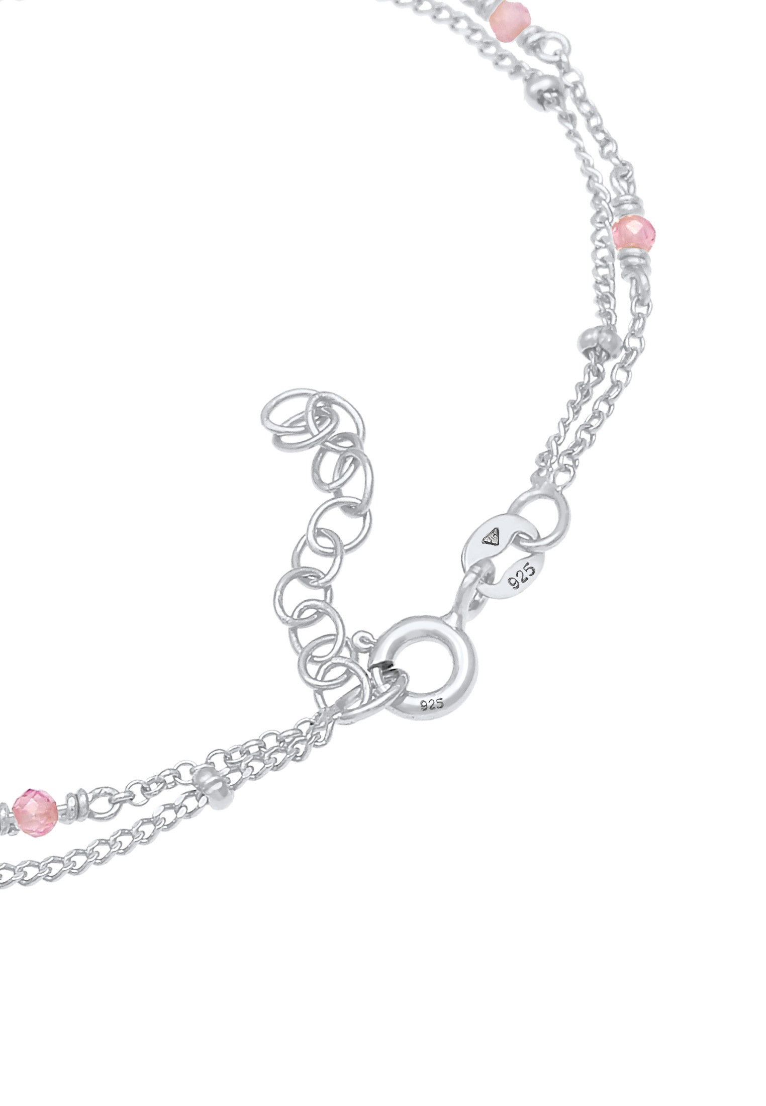 Elli Armkette »Armband Kugel Rosa Quarz Perlen Layer 925 Silber«