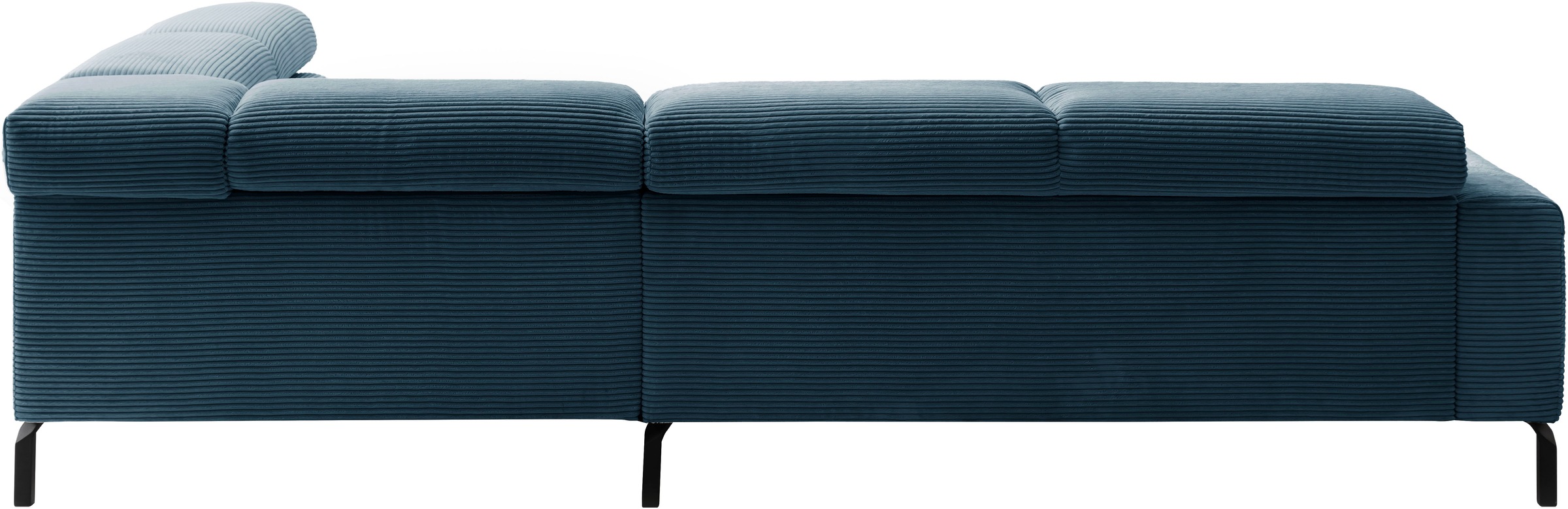 Places of Style Ecksofa »Antonelli, L-Form, inkl. Kopfteilverstellung, Breite 276 cm«, mit elektrischer Sitztiefenverstellung, in Cord, petrol