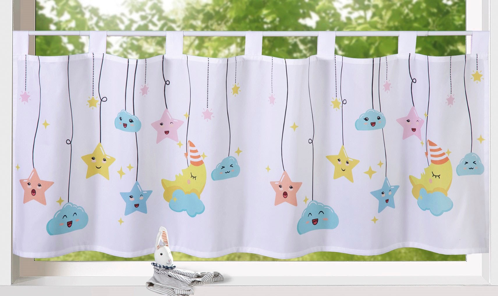Weckbrodt Scheibengardine »Emma«, (1 St.), Bistro, Voile, Kinder, bedruckt, HxB 45x120cm, Gardine, Store