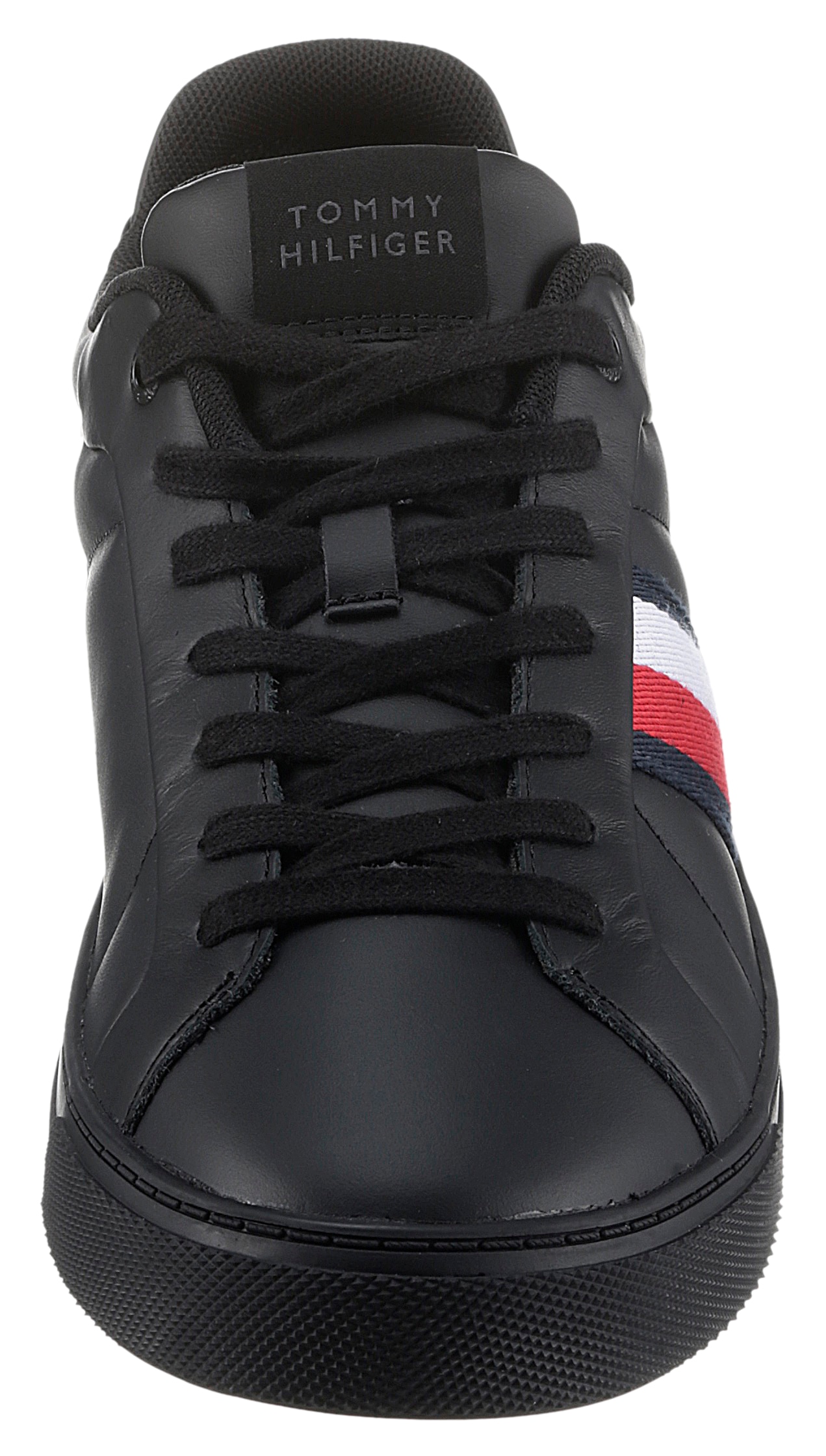 Tommy Hilfiger Sneaker »ICON COURT LTH STRIPES«, Schnürschuh, Freizeitschuh, Halbschuh mit gepolstertem Schaftrand