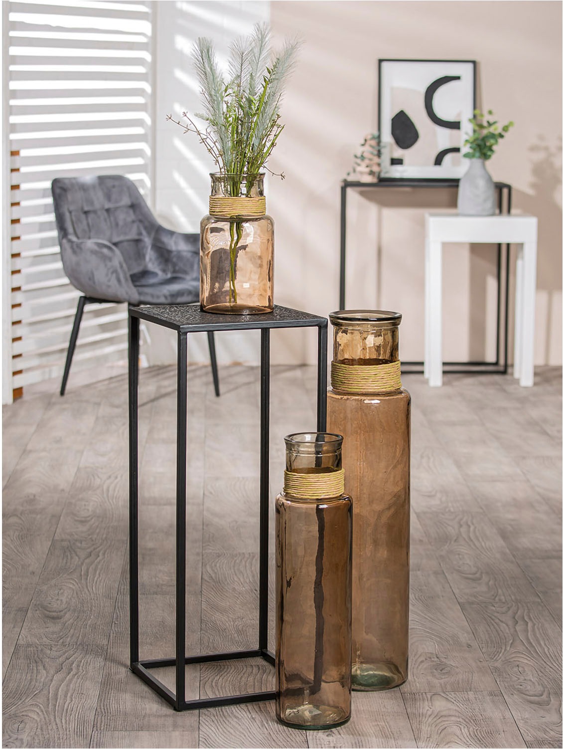 Gilde Bodenvase »Vase "Jawa"« in braun, Größe B/H/T: 18 cm x 75 cm x 18 cm