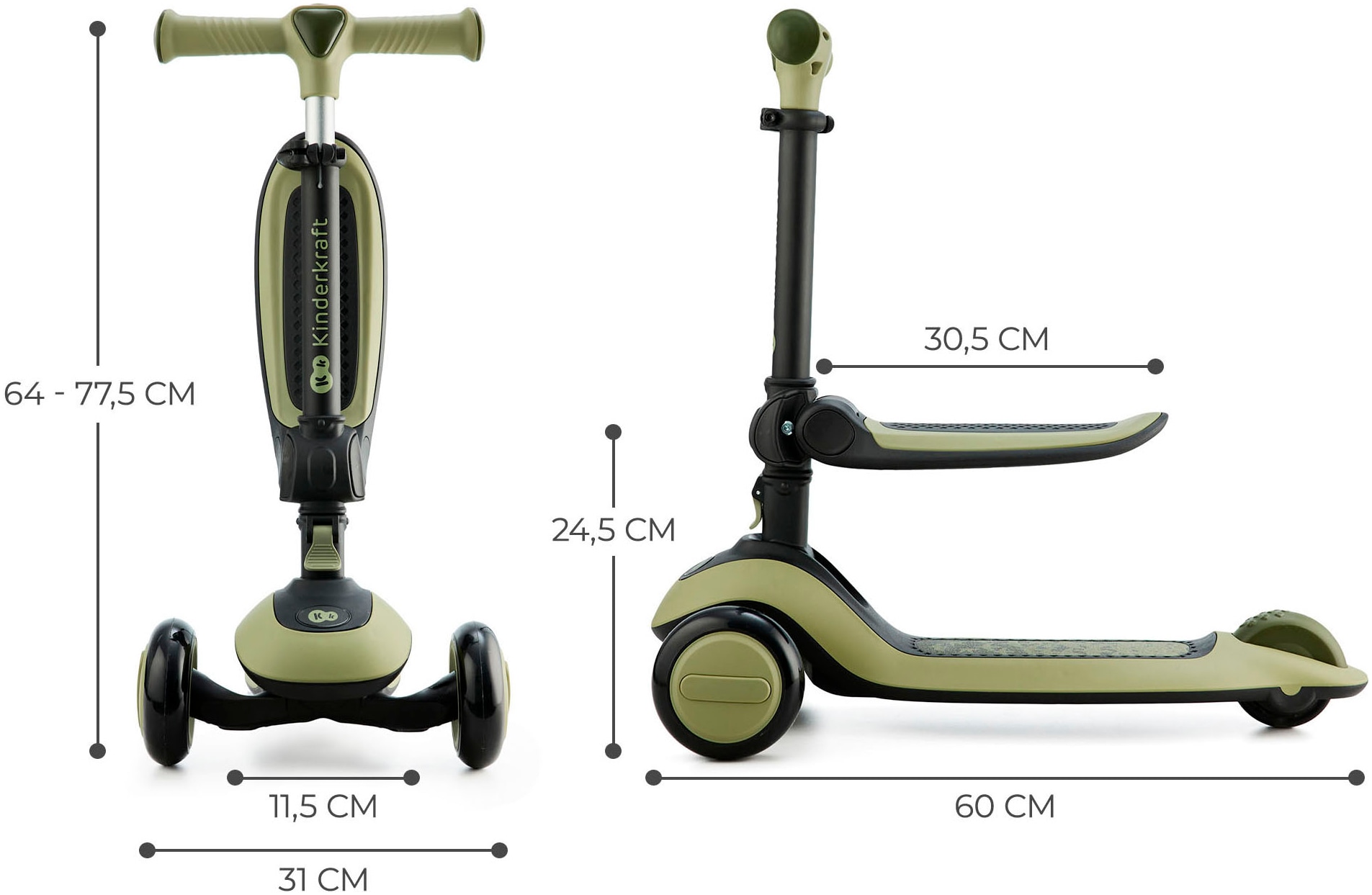 Kinderkraft Tretroller »HALLEY« für Kinder; mit Bremse und leuchtenden Vorderrädern