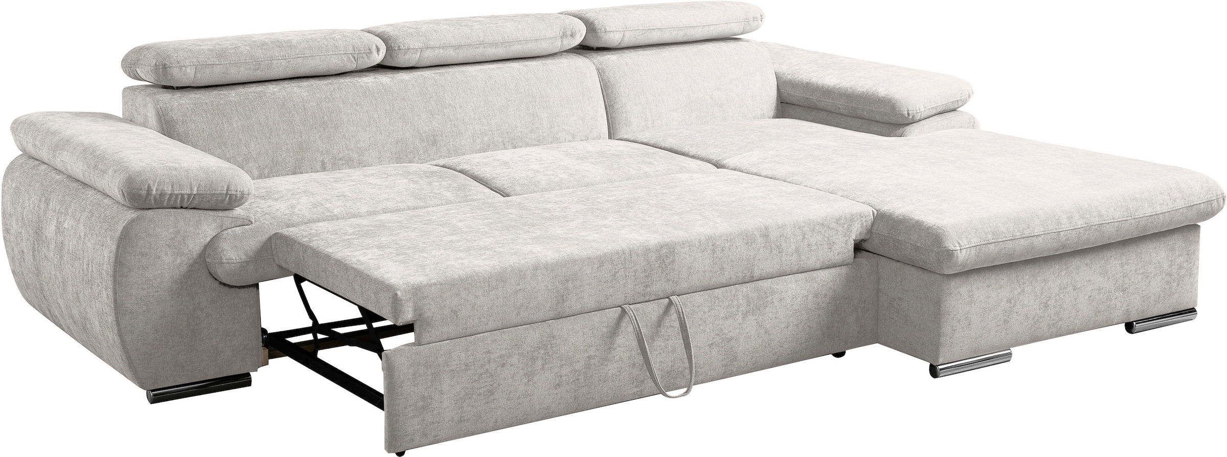 WERK2 Ecksofa »Cosmo 282 cm breit, Multifunktionen, Bettfunktion« Chenille, L-Form, XXL, Schlaffunktion, Bettkasten
