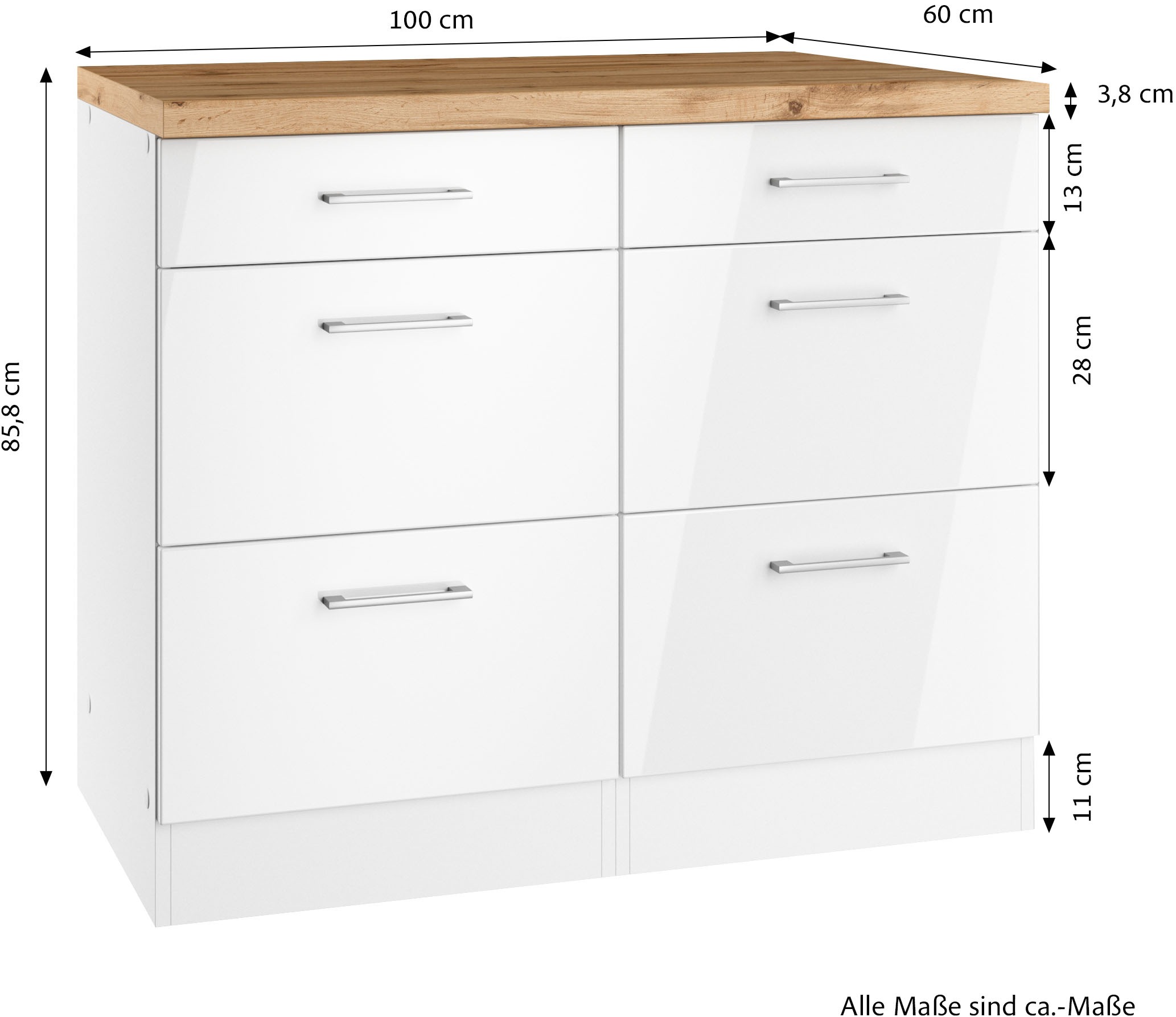 KOCHSTATION Unterschrank »KS-Milan«, Auszugschrank 100 cm, matte oder hochglänzende Fronten