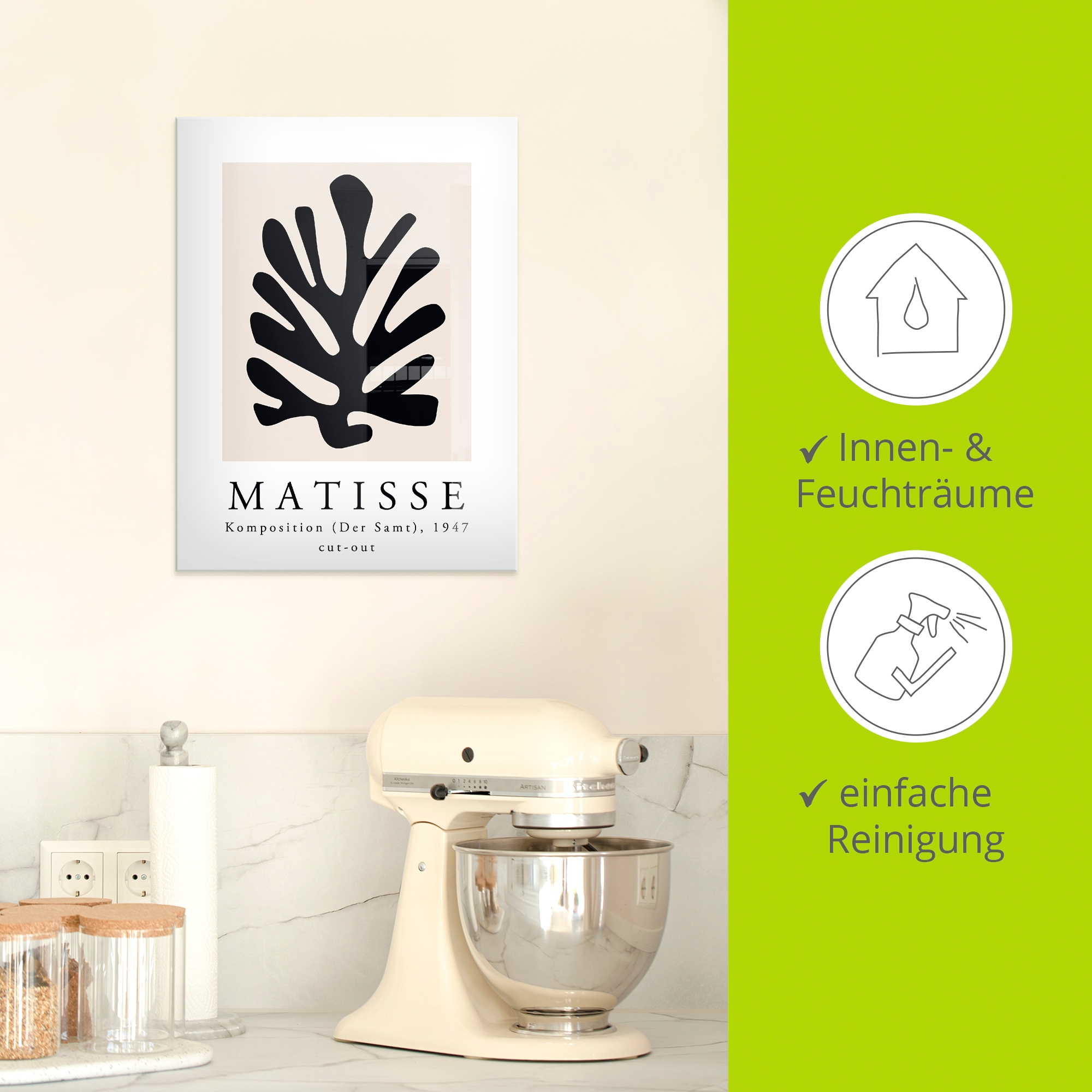 Artland Glasbild »Matisse Komposition - cut-out schwarz« Muster 1 Stk. tlg. in verschiedenen Größen