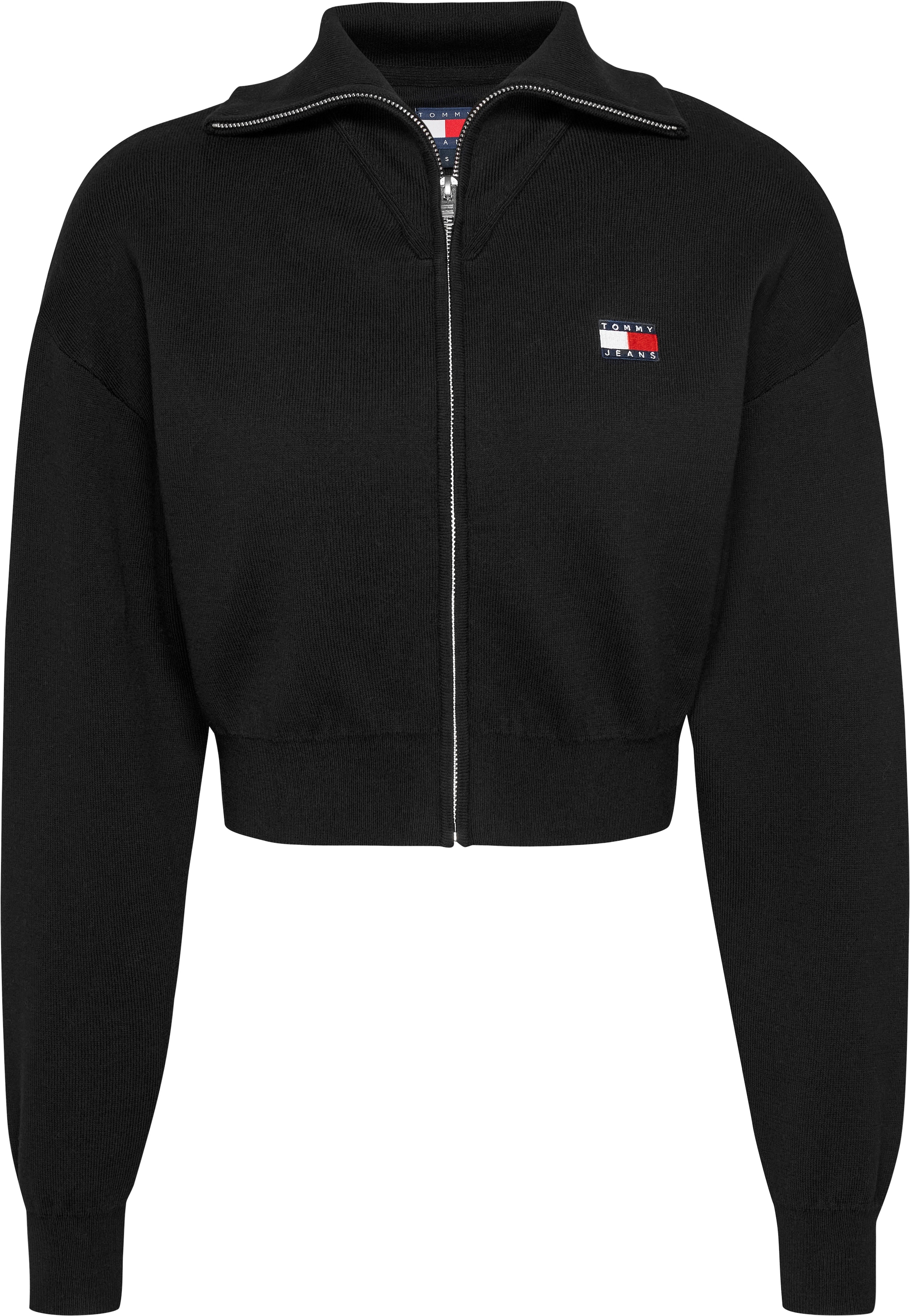 Tommy Jeans Strickjacke »TJW CRP BADGE ZIP THRU CARDIGAN«, in Cropped Form