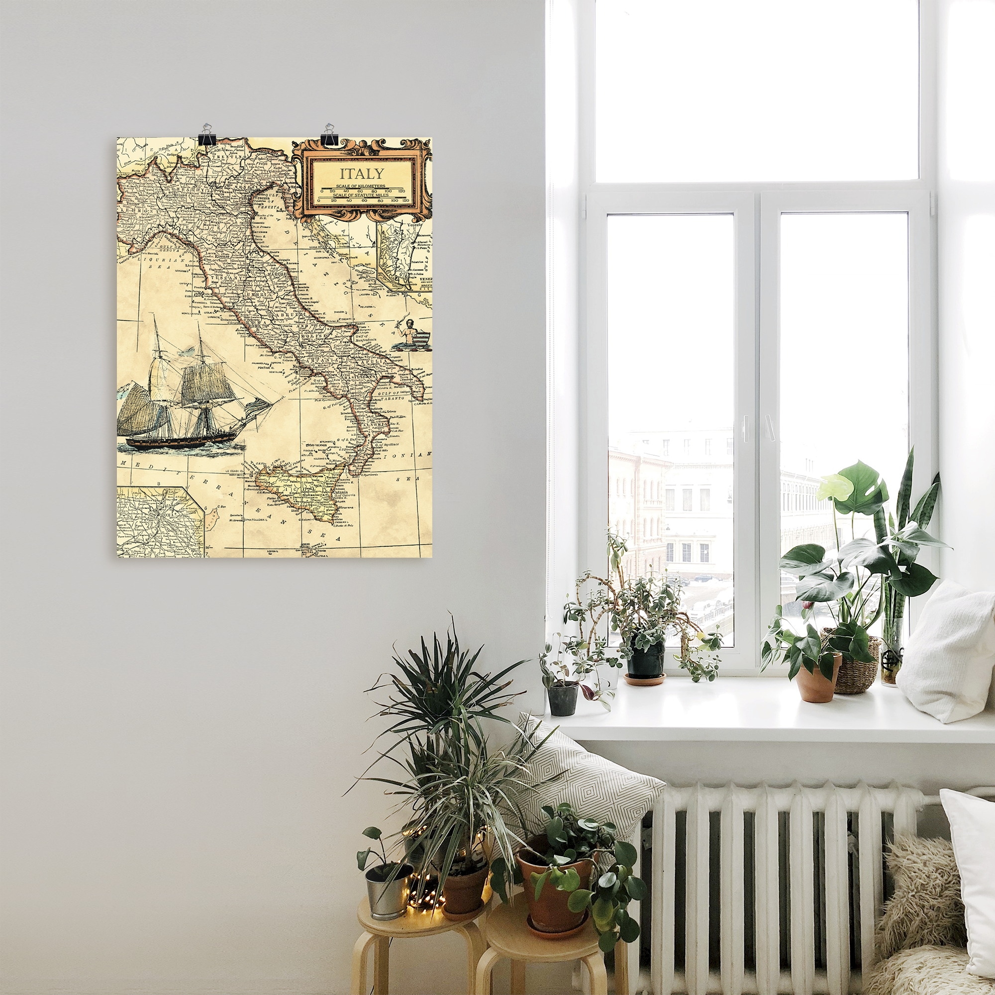 Artland Wandbild »Italienkarte«, Landkarten, (1 St.), als Leinwandbild, Poster in verschied. Größen