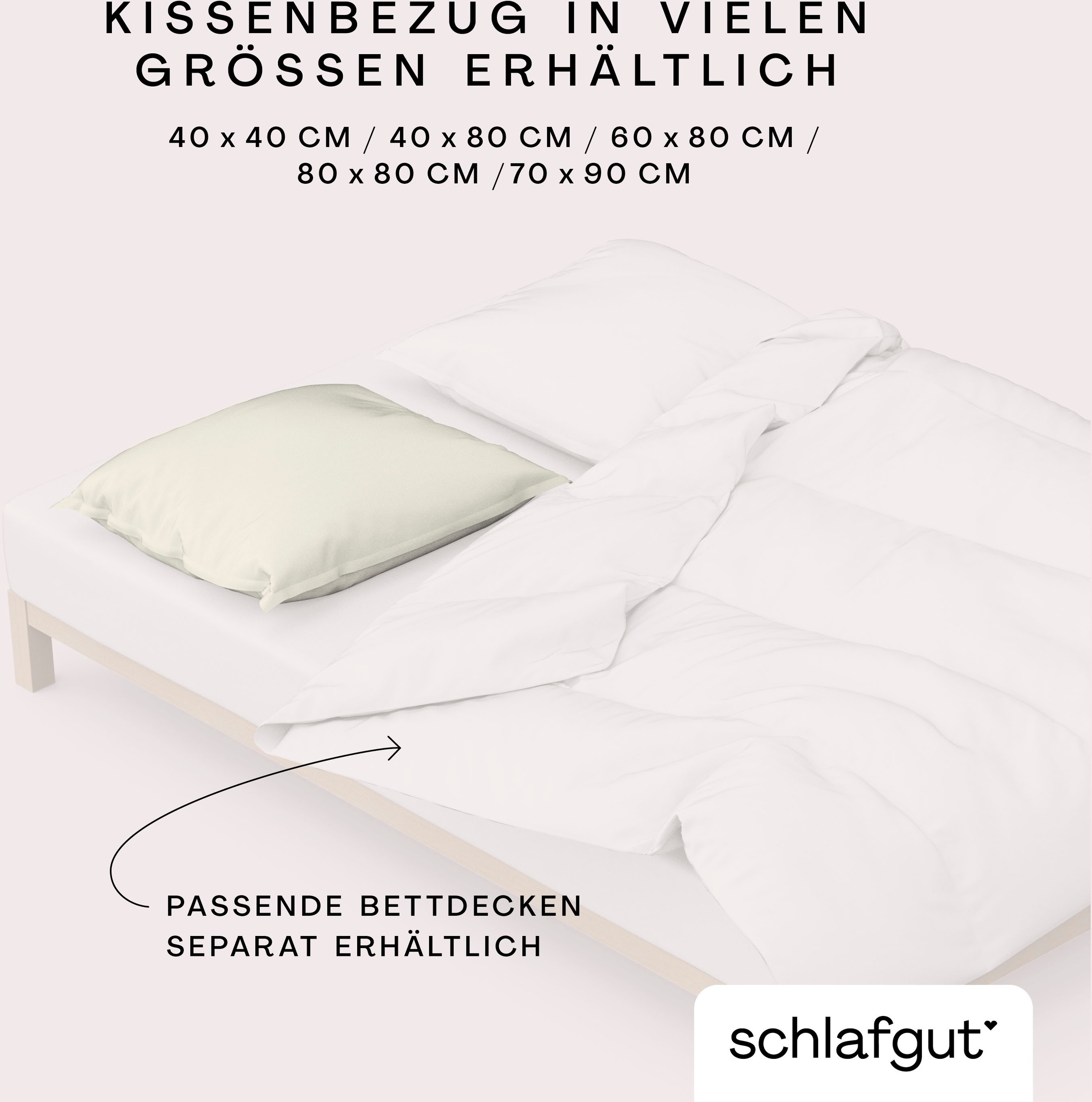 Schlafgut Kissenbezug »Woven Satin aus Mako-Baumwolle, langlebig, pflegeleicht, dicht gewebt«, (1 St.), Kissenhülle mit Reißverschluss, passender Bettbezug erhältlich