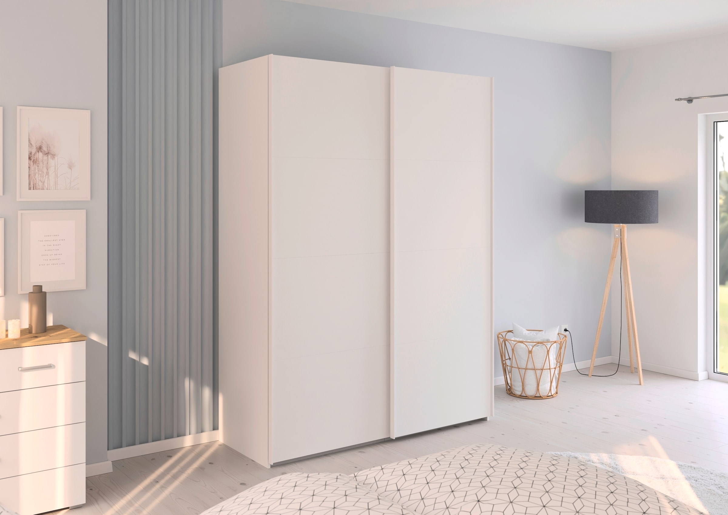rauch Schwebetürenschrank »Kleiderschrank Schrank Garderobe Schlafzimmerschrank EVELYN«, in elegantem Stil, in 5 Breiten, Griffe in Korpusfarbe MADE IN GERMANY