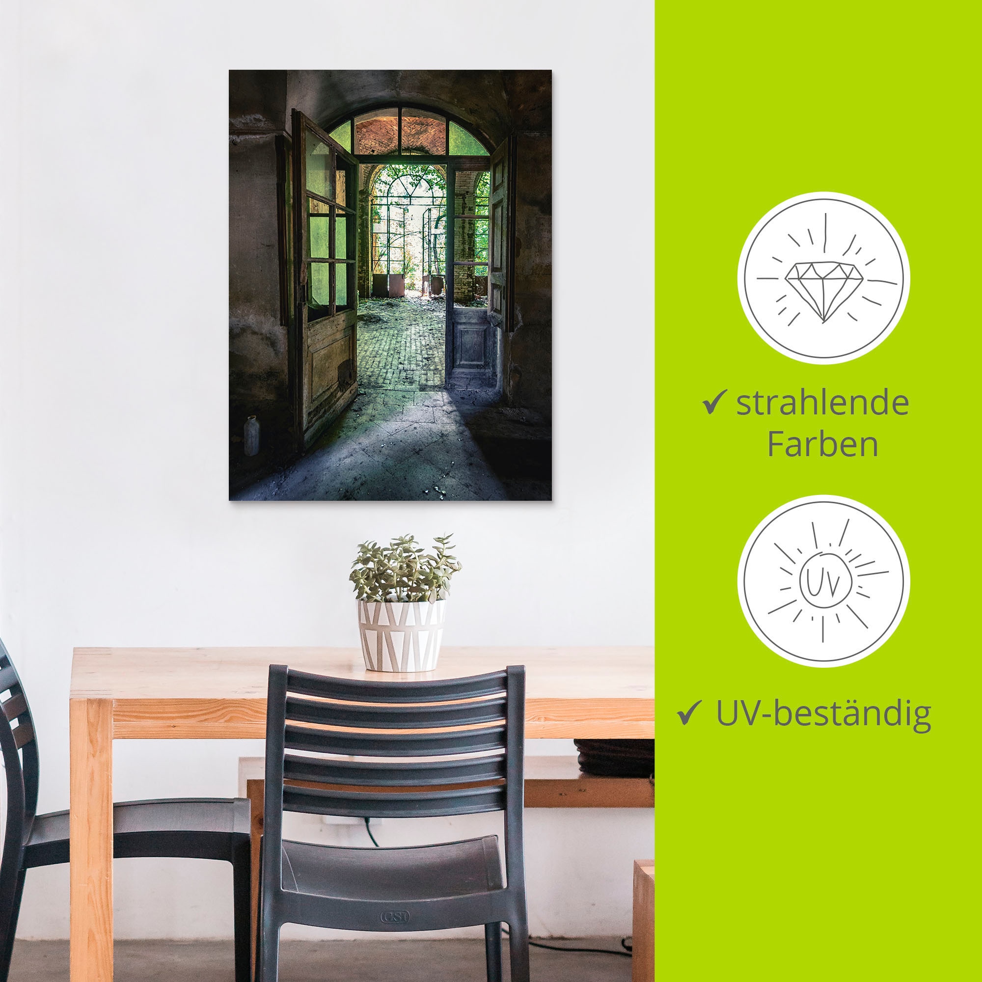 Artland Wandbild »Lost Place - alte Tür Fenster«, Fenster & Türen, (1 St.), als Alubild, Outdoorbild, Leinwandbild, Poster, Wandaufkleber
